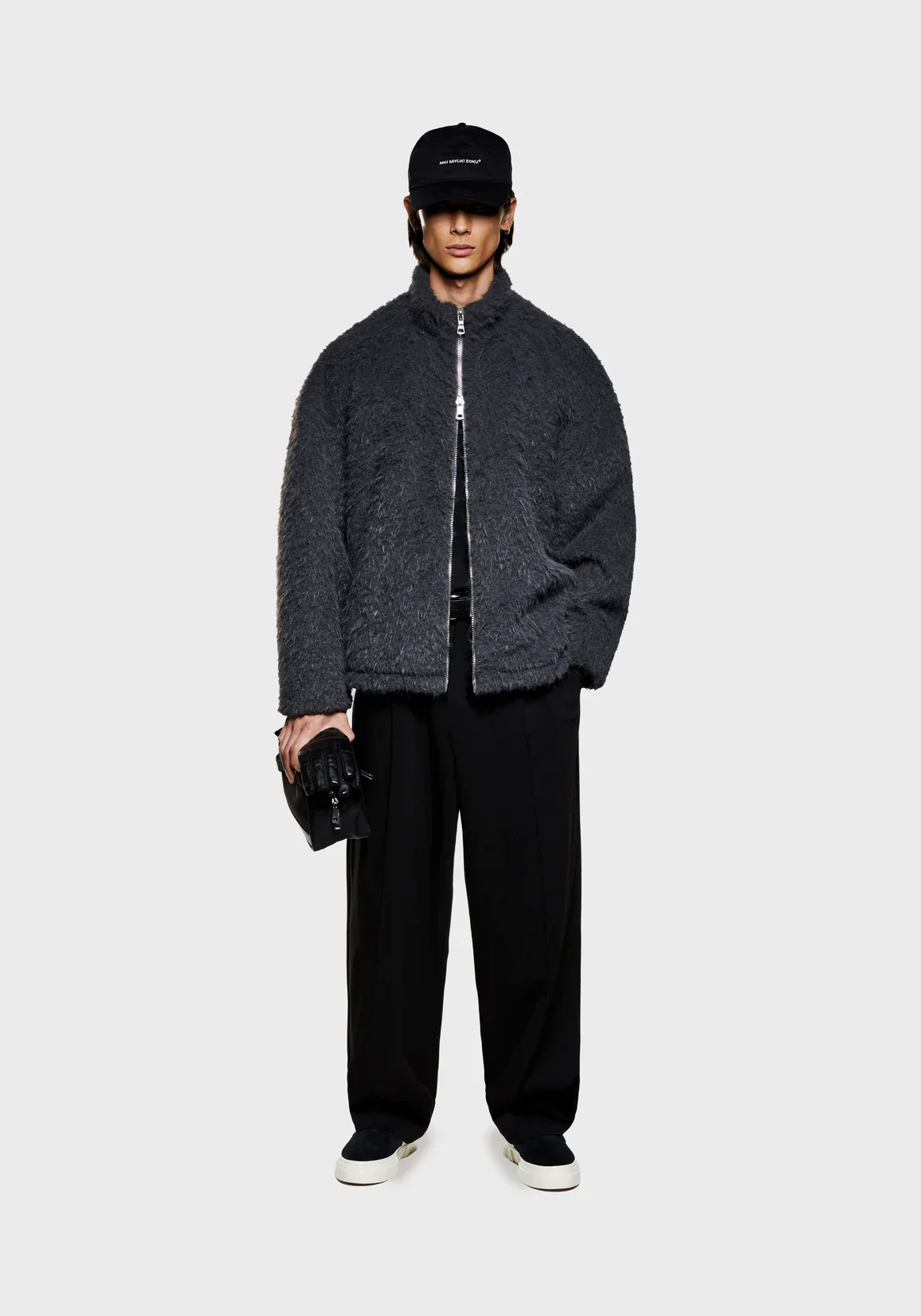 Oversized Fit Faux Alpaca Track Jacket - Image 4