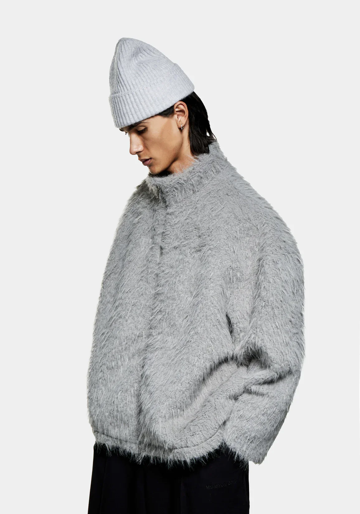 Oversized Fit Faux Alpaca Track Jacket - Image 2