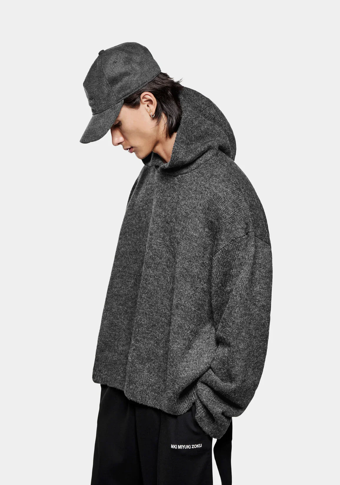 Oversized Fit Mohair Blend Knit Hoodie