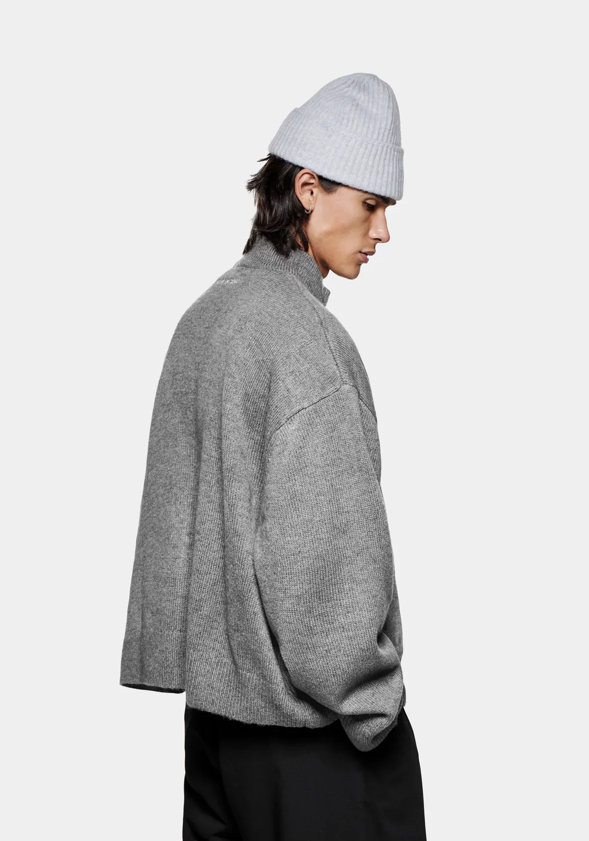 Oversized Fit Mohair Blend Knit Track Jacket - Image 5