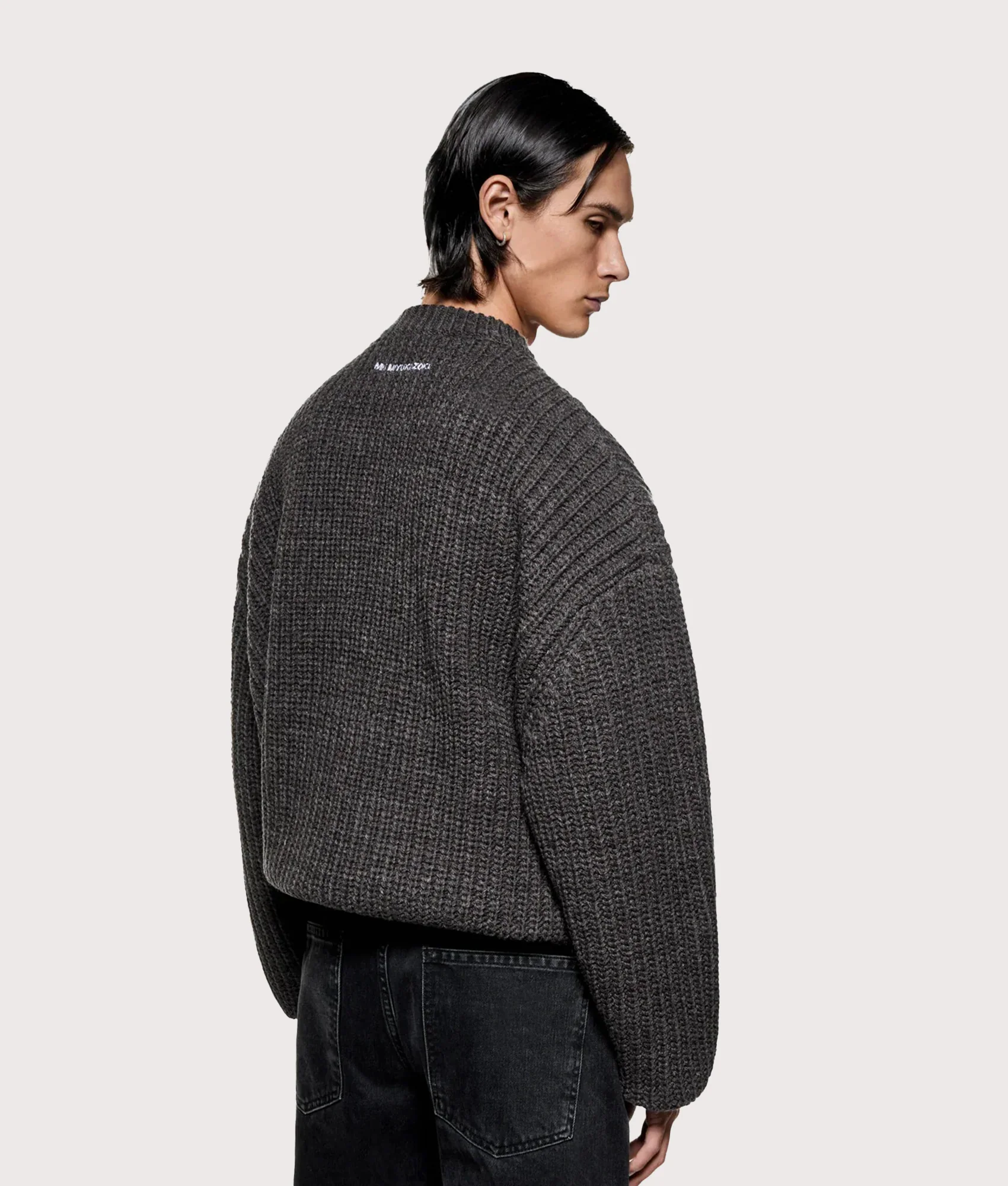 Oversized Chunky Rib Knit Crewneck Jumper - Image 4
