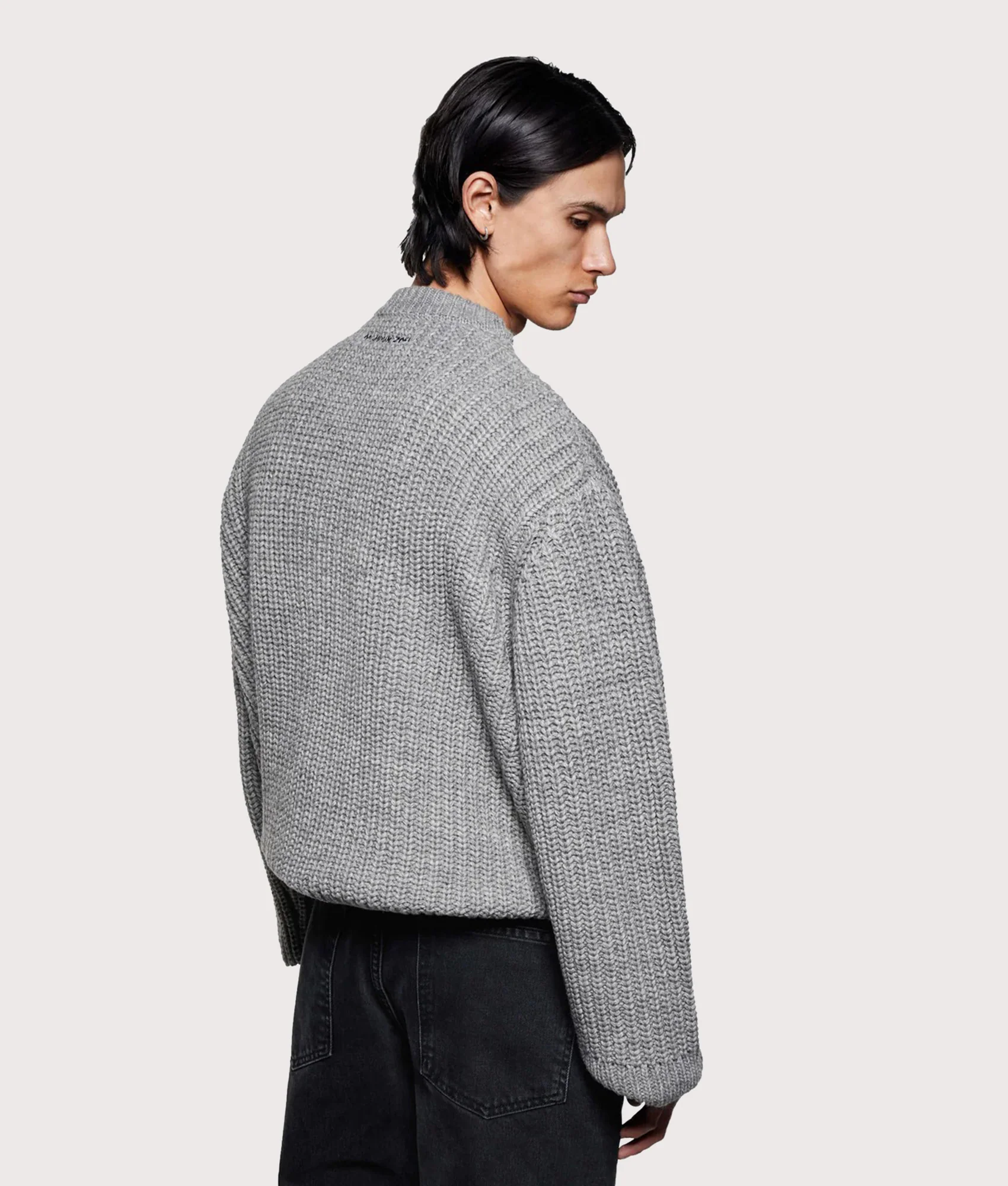 Oversized Chunky Rib Knit Crewneck Jumper - Image 3