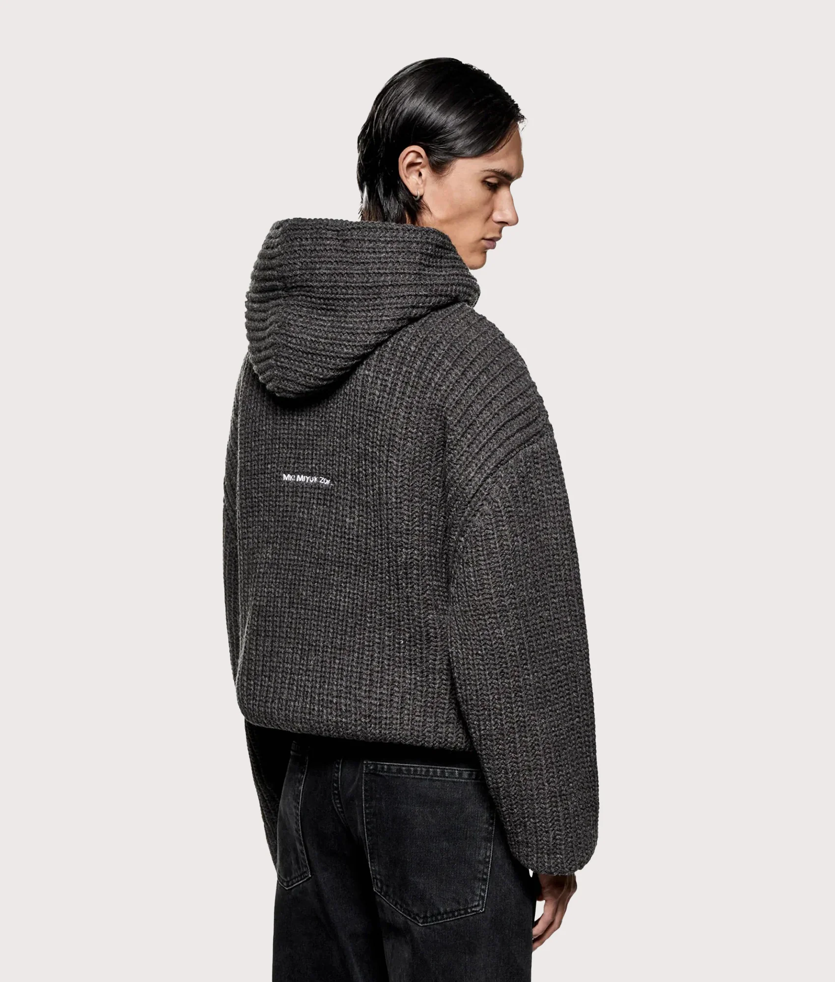 Oversized Chunky Rib Knit Hoodie - Image 3