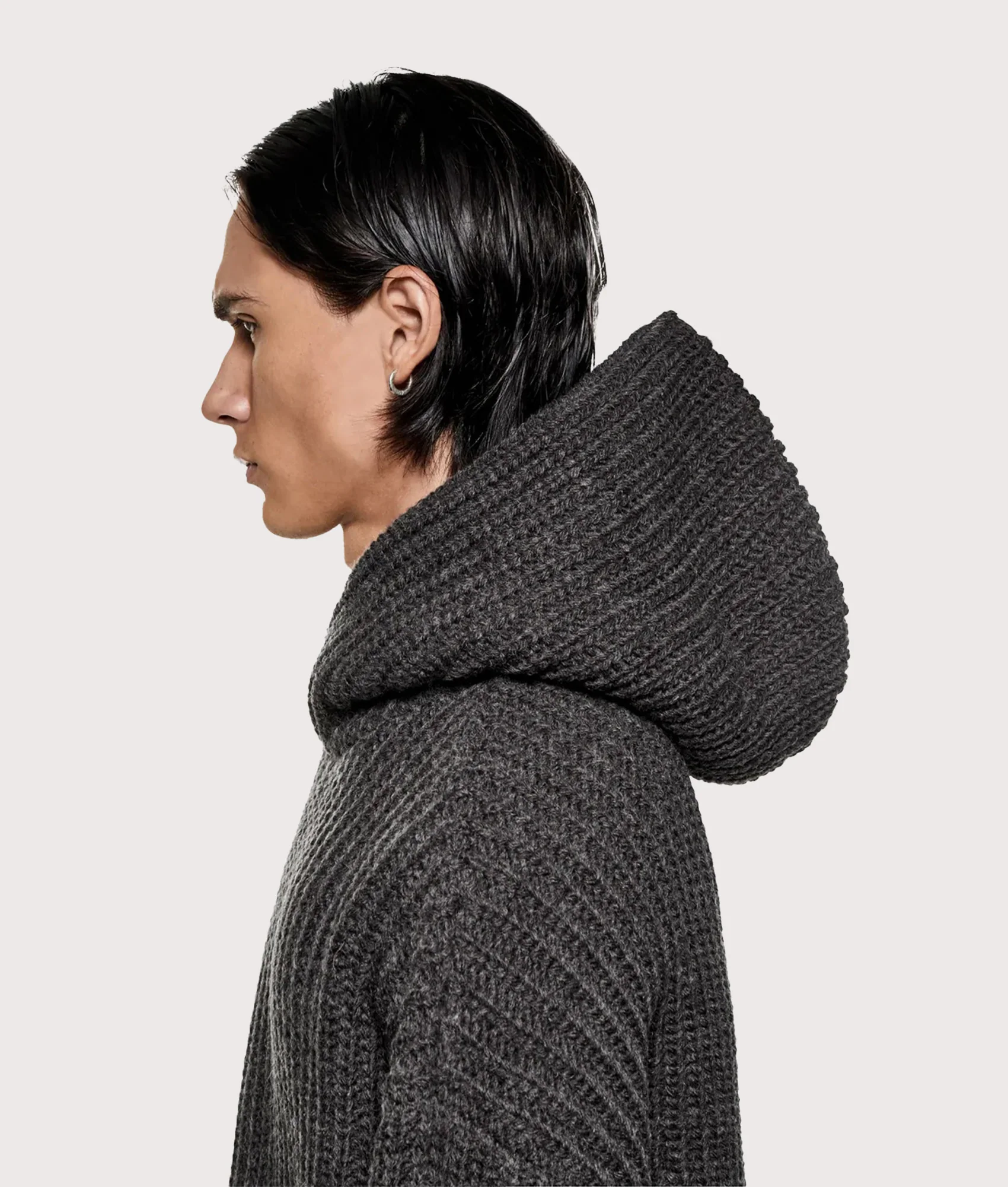 Oversized Chunky Rib Knit Hoodie - Image 5
