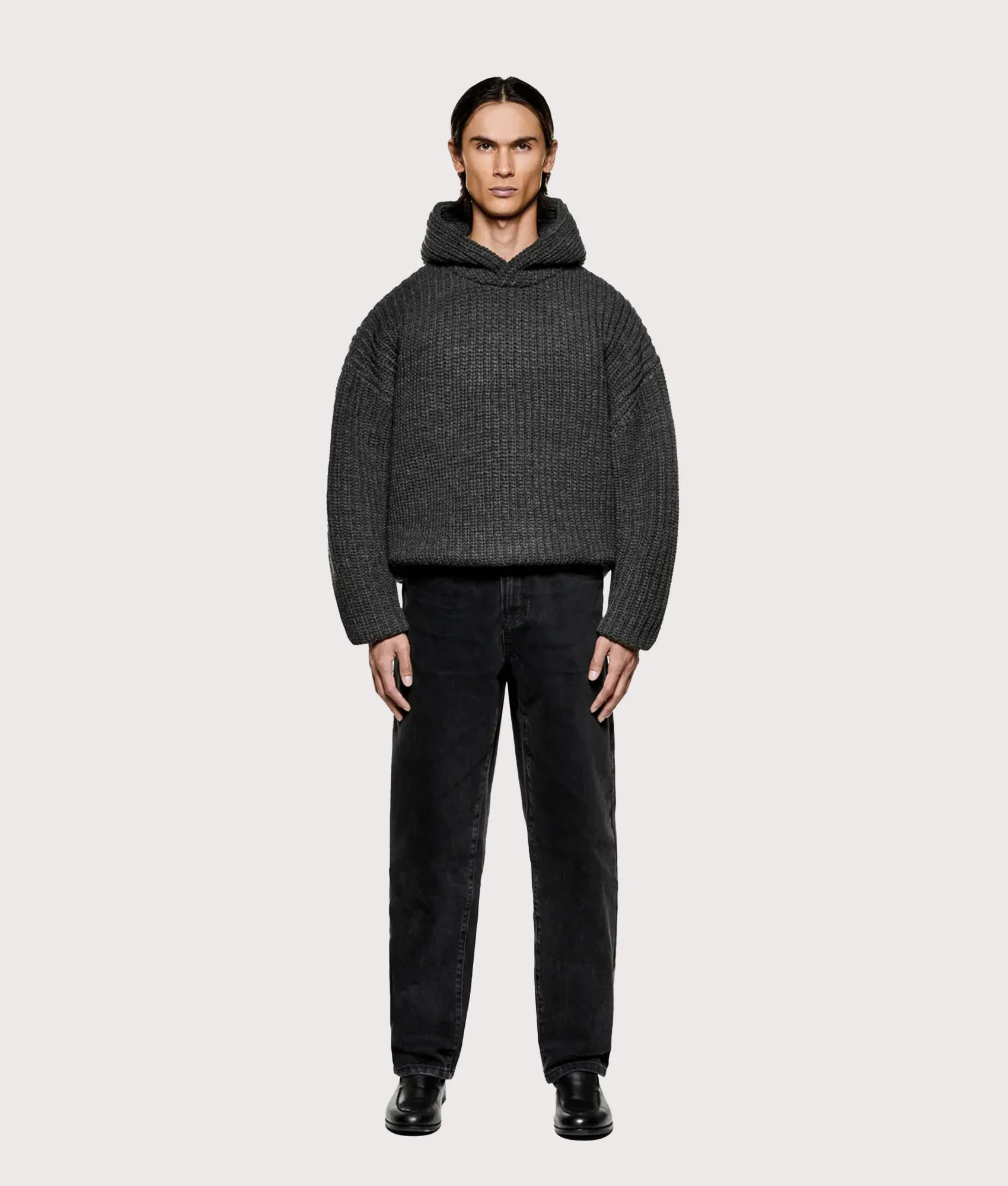 Oversized Chunky Rib Knit Hoodie - Image 6