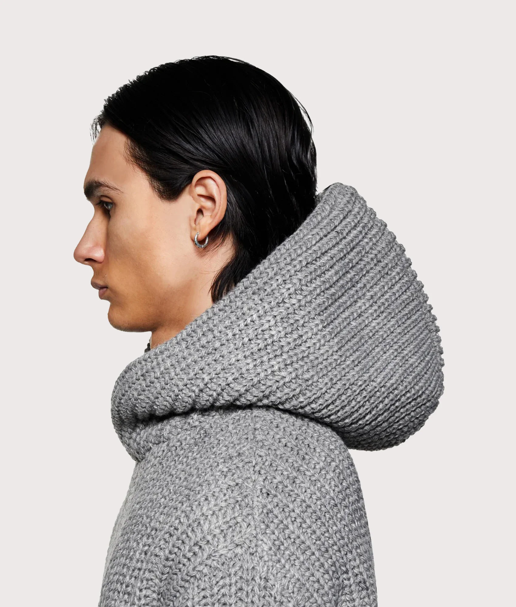 Oversized Chunky Rib Knit Hoodie - Image 4