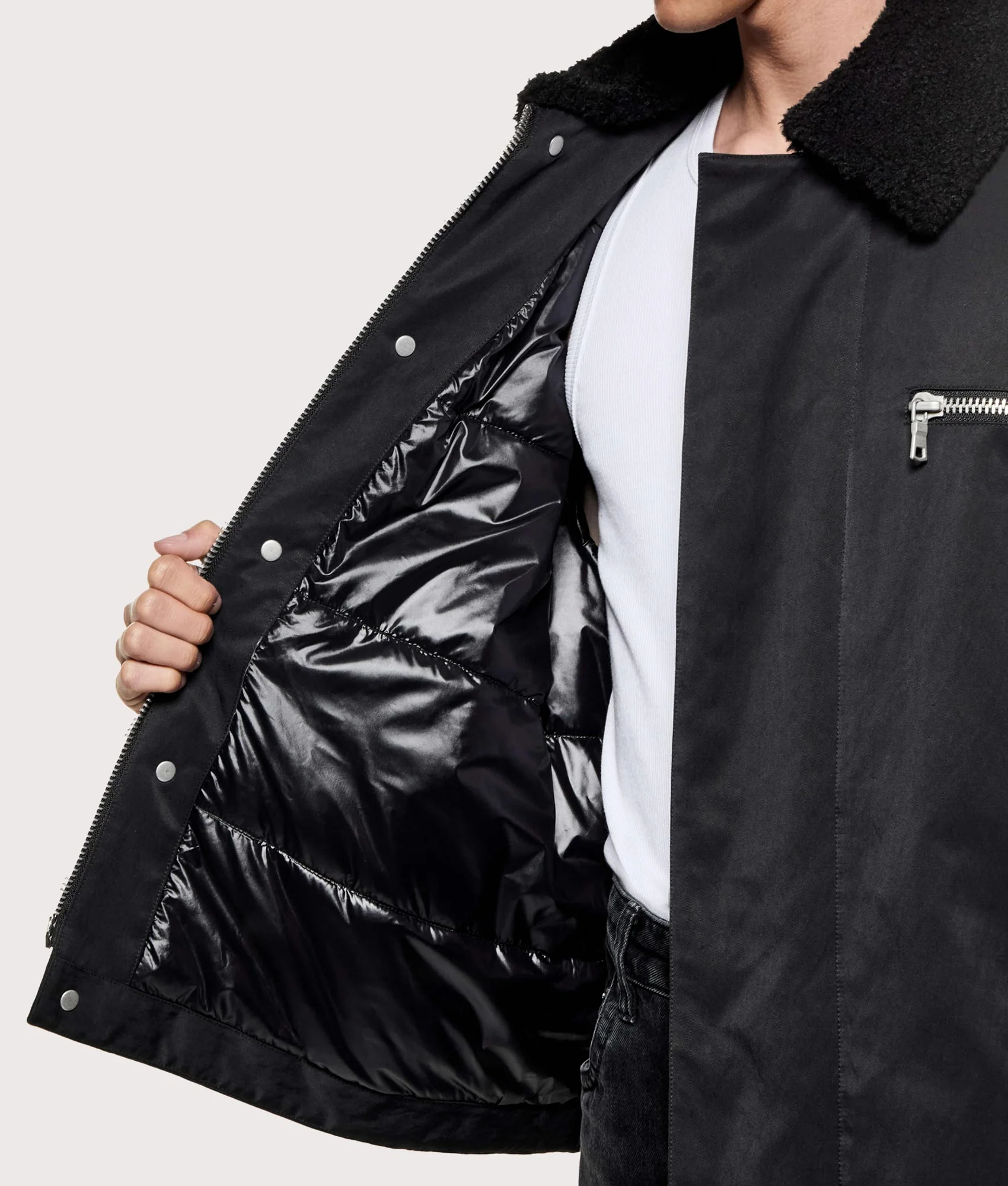 Padded Nylon Box Jacket - Image 5