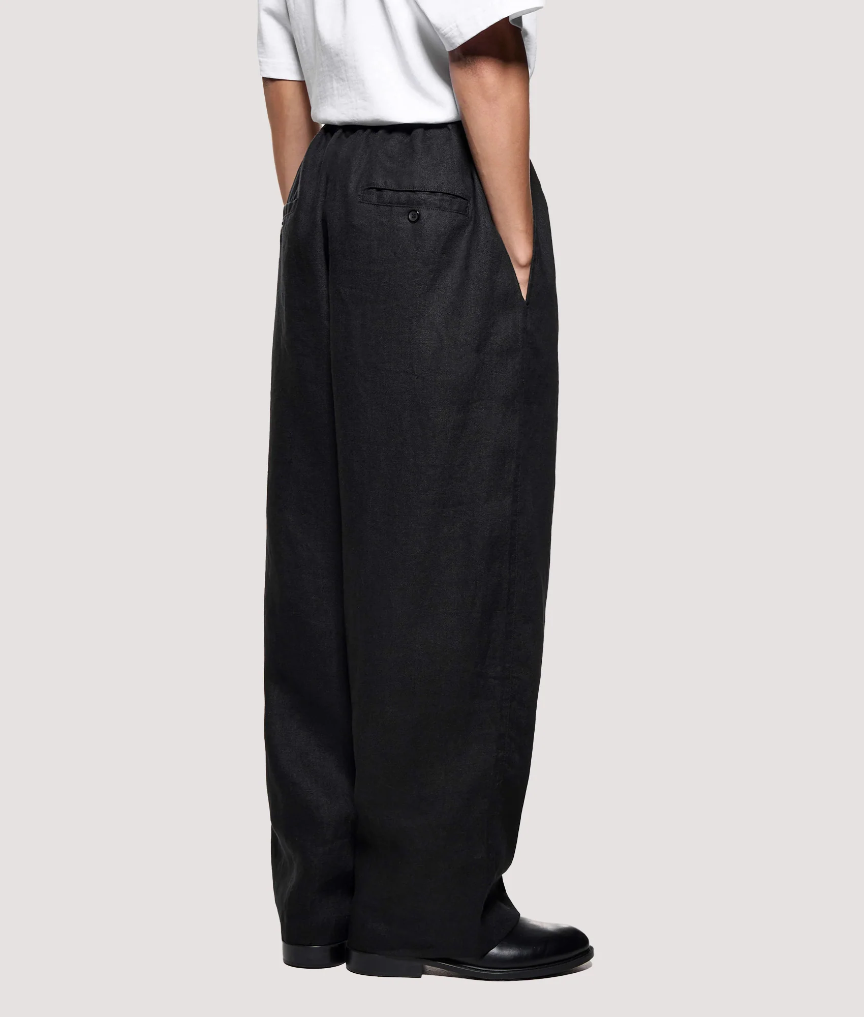 Relaxed Fit Linen Wide Leg Pants - Image 4