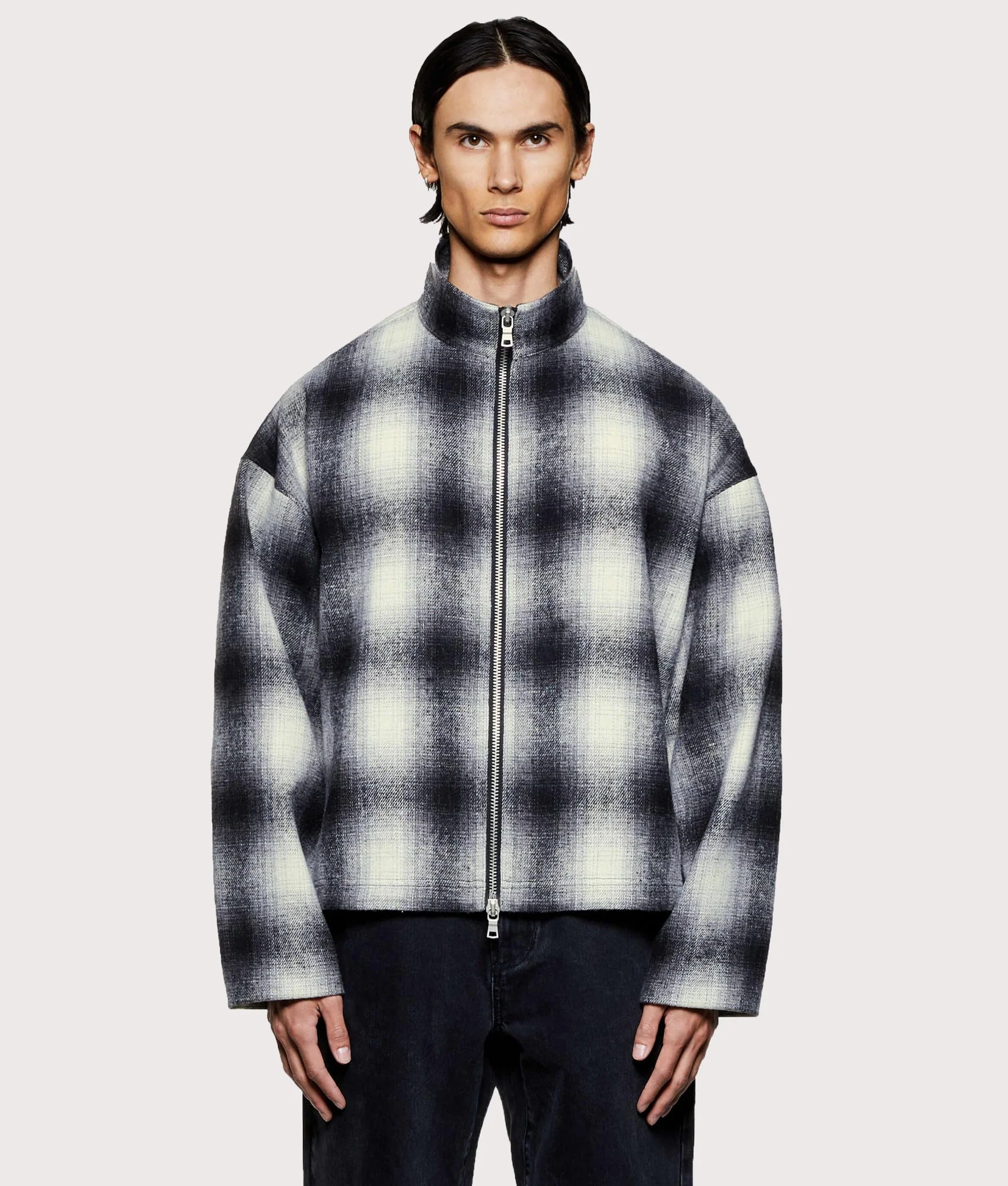 Wool Check Track Jacket
