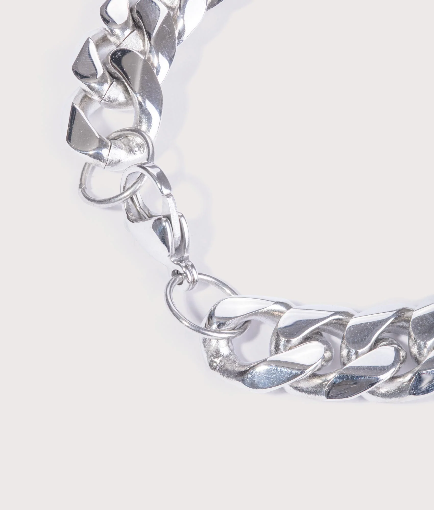 Silver Stainless Steel Cuban Bracelet 12mm 19.5cm - Image 2
