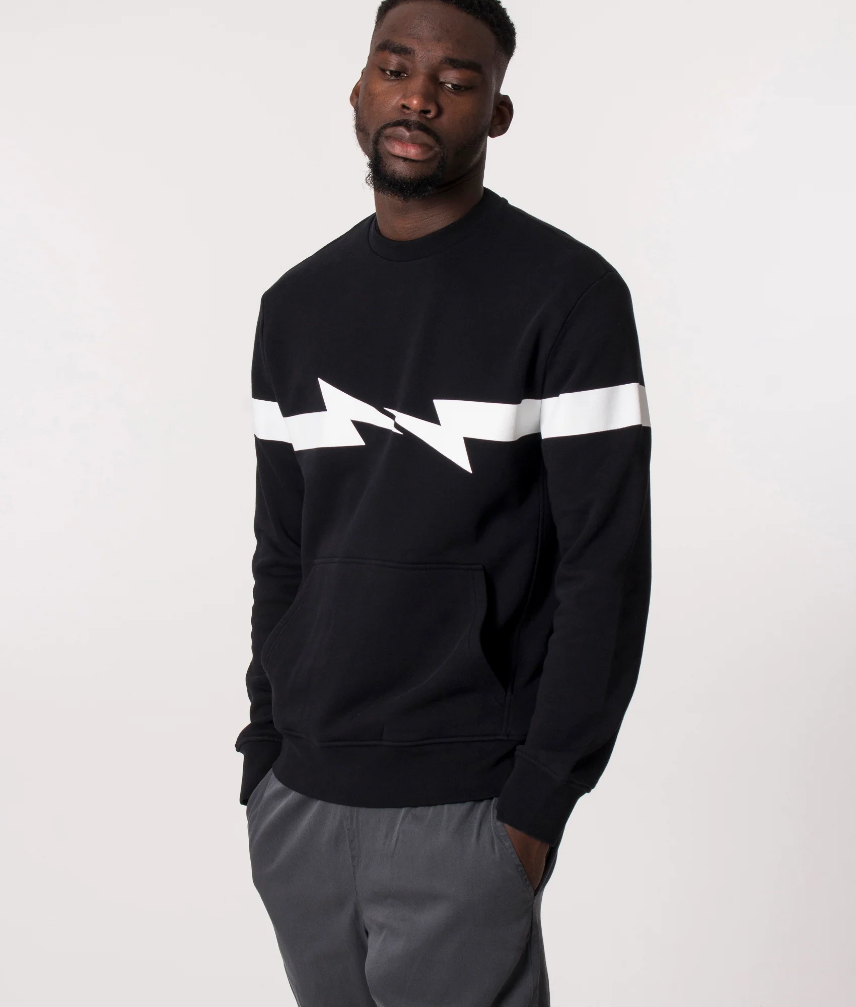 Slim Fit Horizontal Bolt Print Sweatshirt