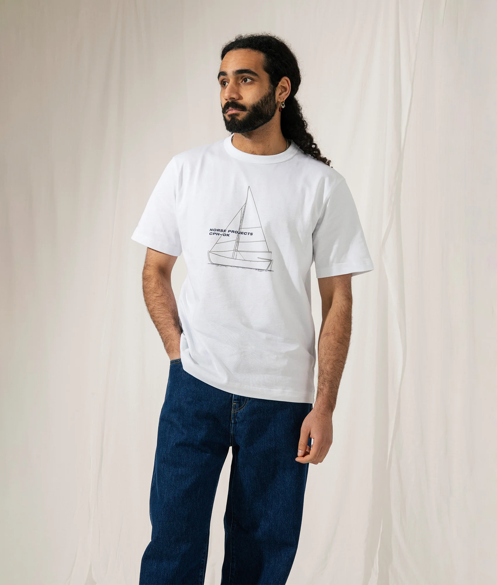Holger Organic Boat Print T-Shirt - Image 2