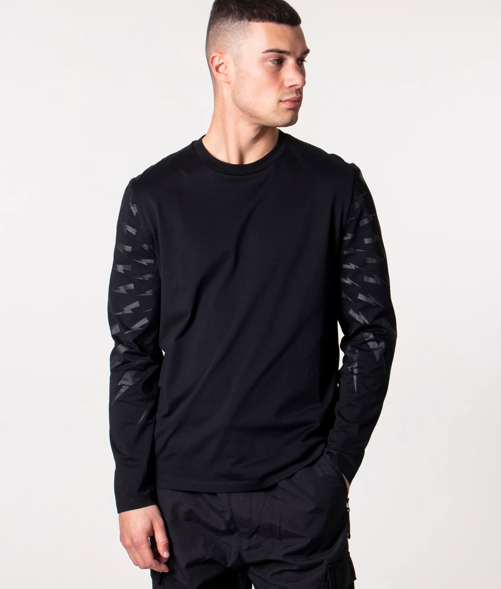 Off Set Fair Isle Thunderbolt Sleeve T-Shirt