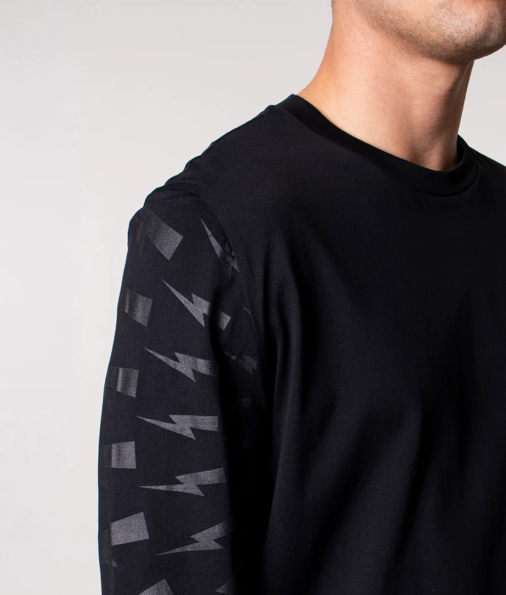 Off Set Fair Isle Thunderbolt Sleeve T-Shirt - Image 2