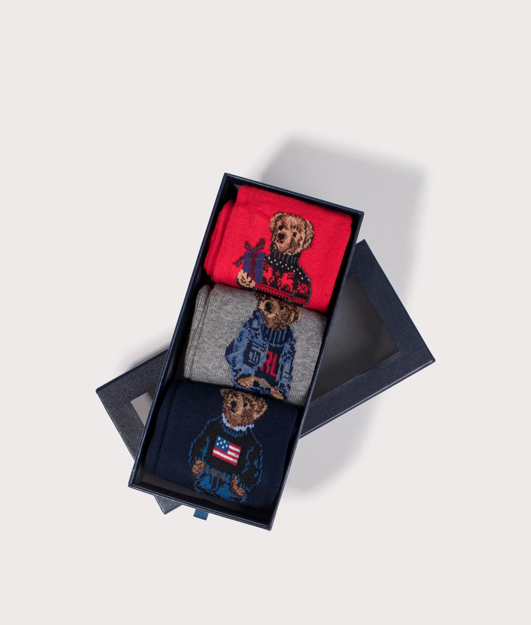 3 Pack of Polo Bear Crew Socks with Gift Box - Image 3