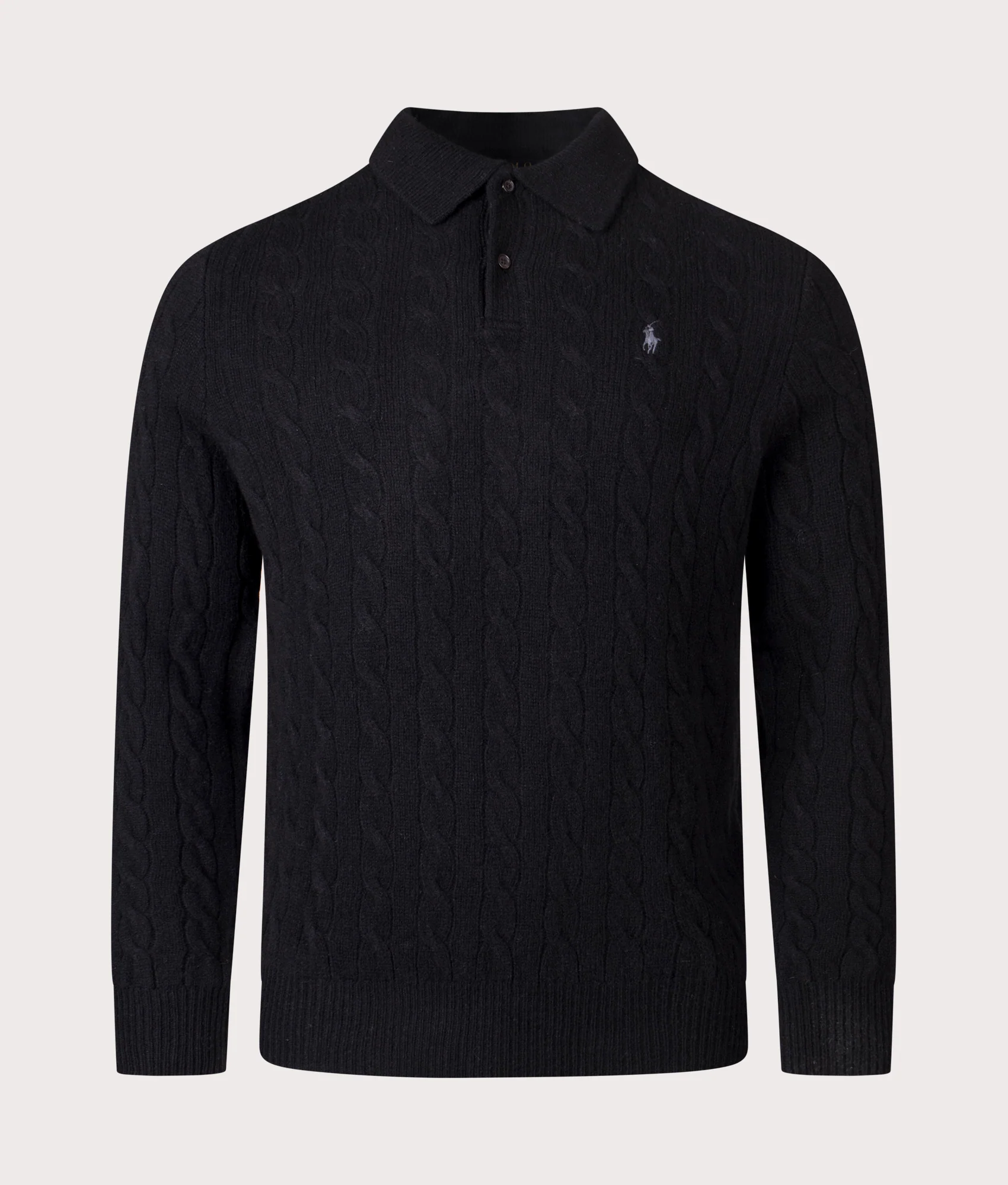 Cable Knit Cashmere Polo Neck Jumper