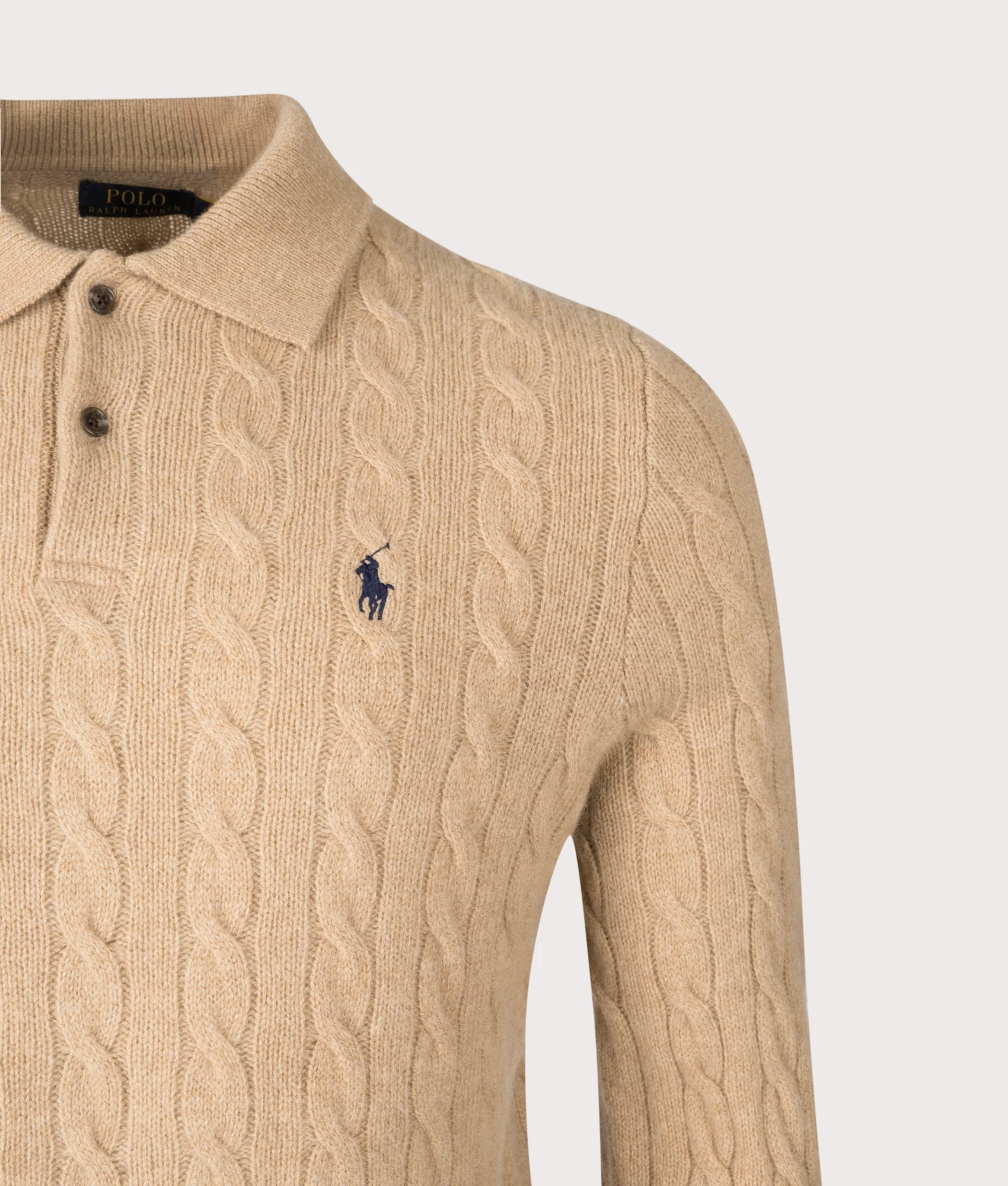 Cable Knit Cashmere Polo Neck Jumper - Image 2