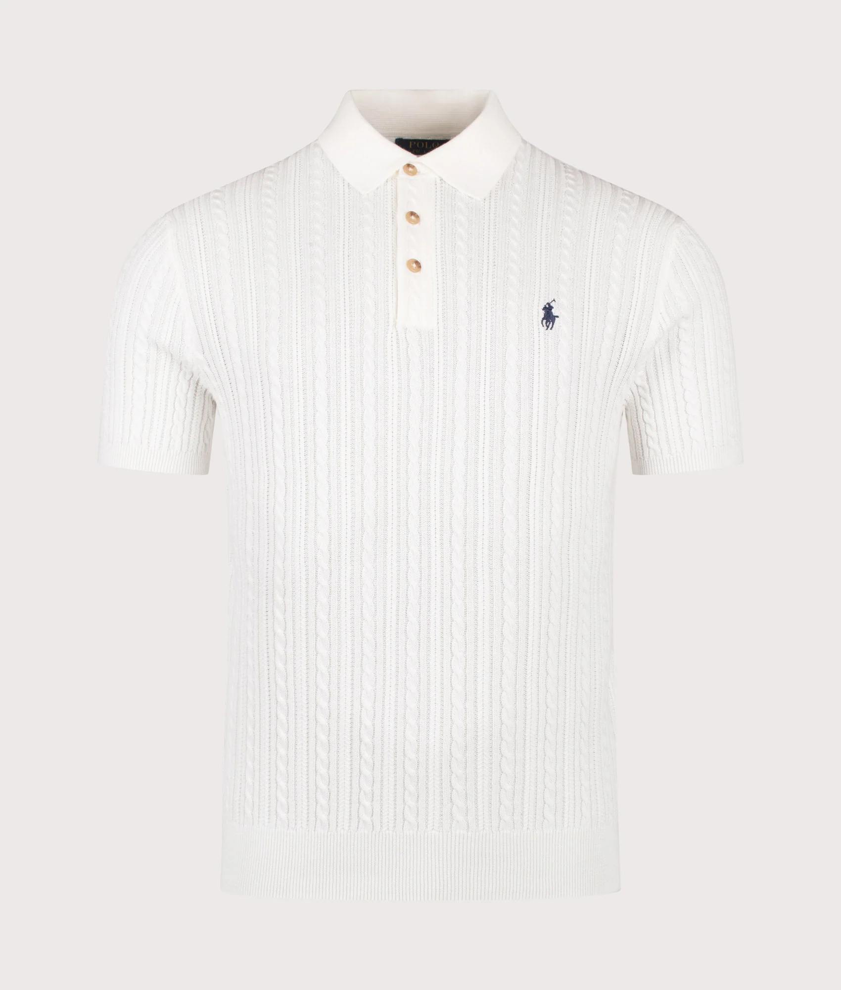 Regular Fit Cable Knit Polo Shirt