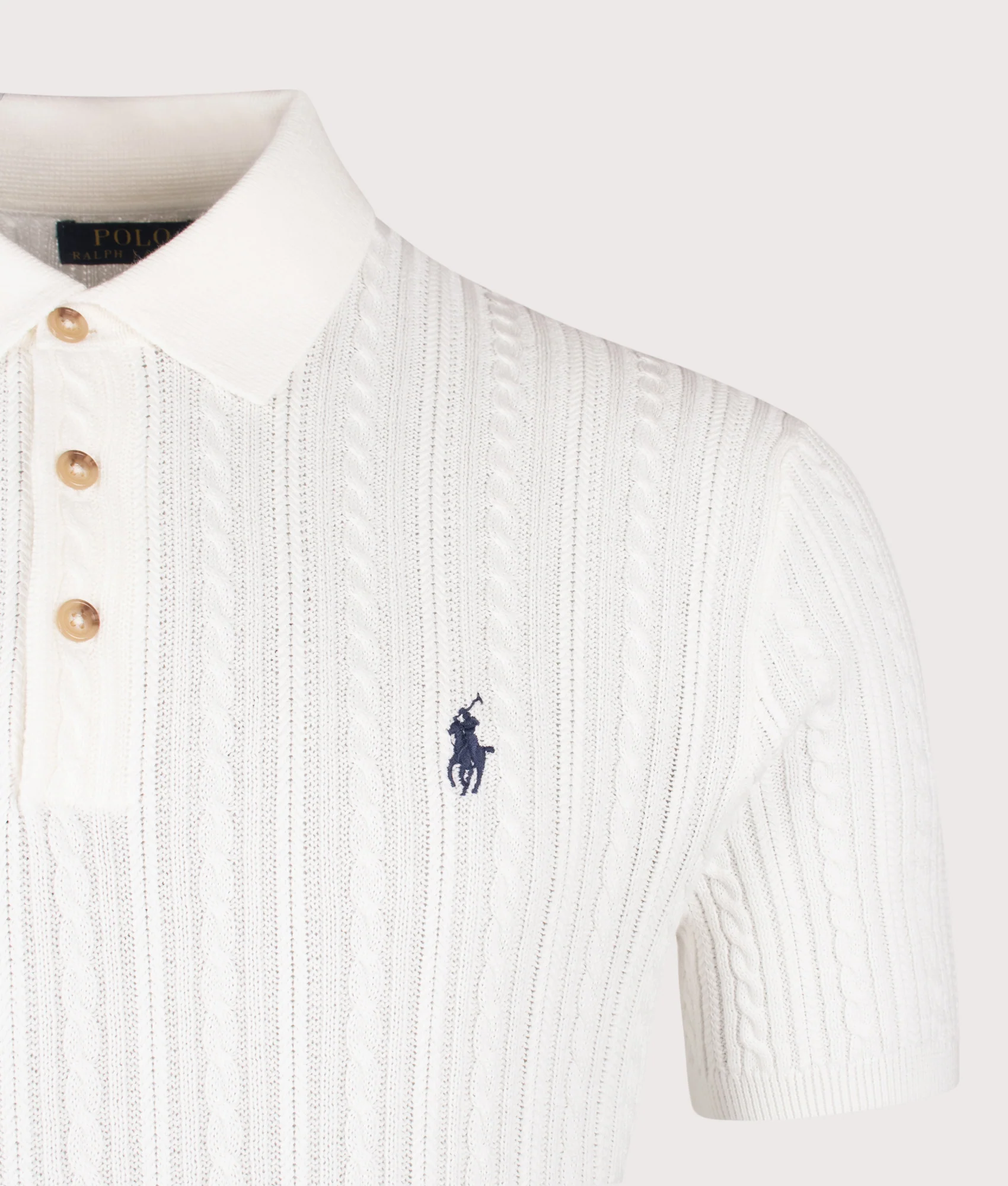 Regular Fit Cable Knit Polo Shirt - Image 2