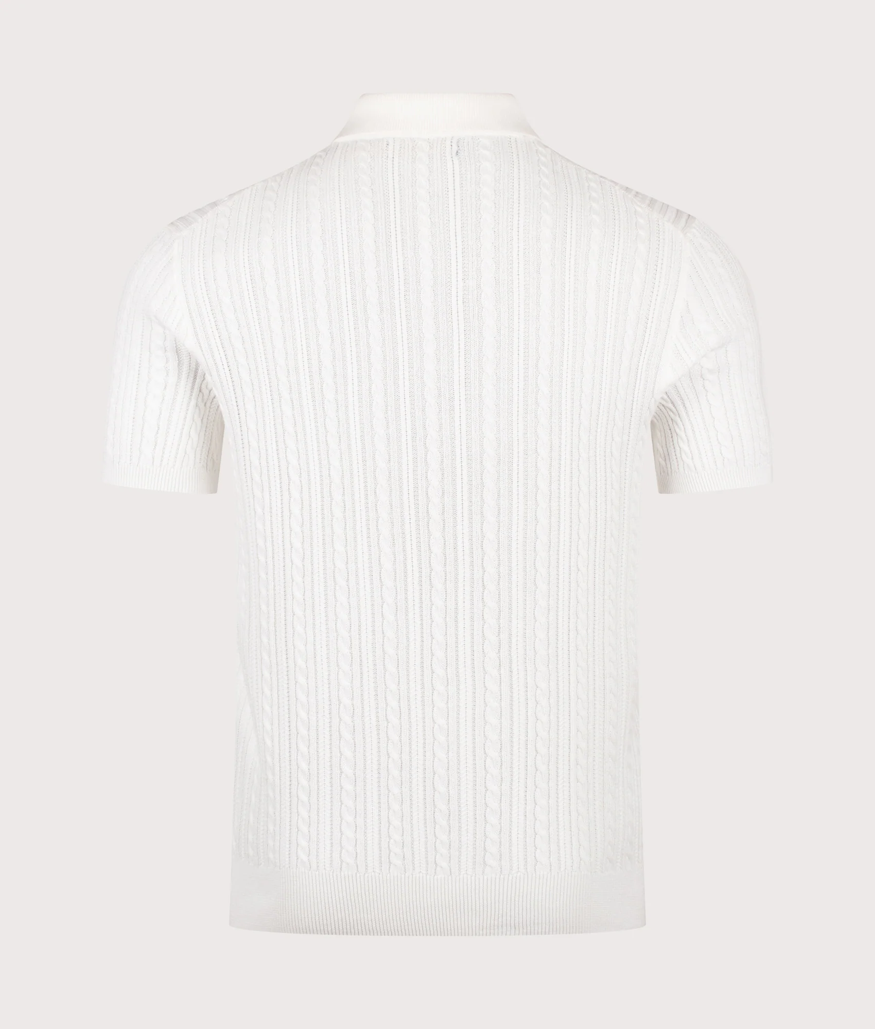 Regular Fit Cable Knit Polo Shirt - Image 3