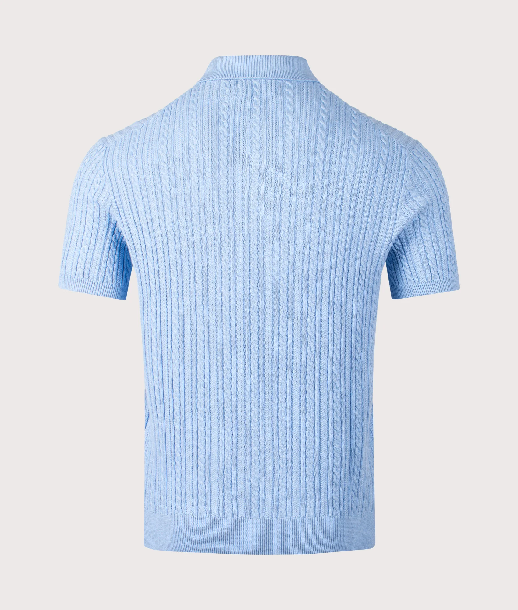 Regular Fit Cable Knit Polo Shirt - Image 3