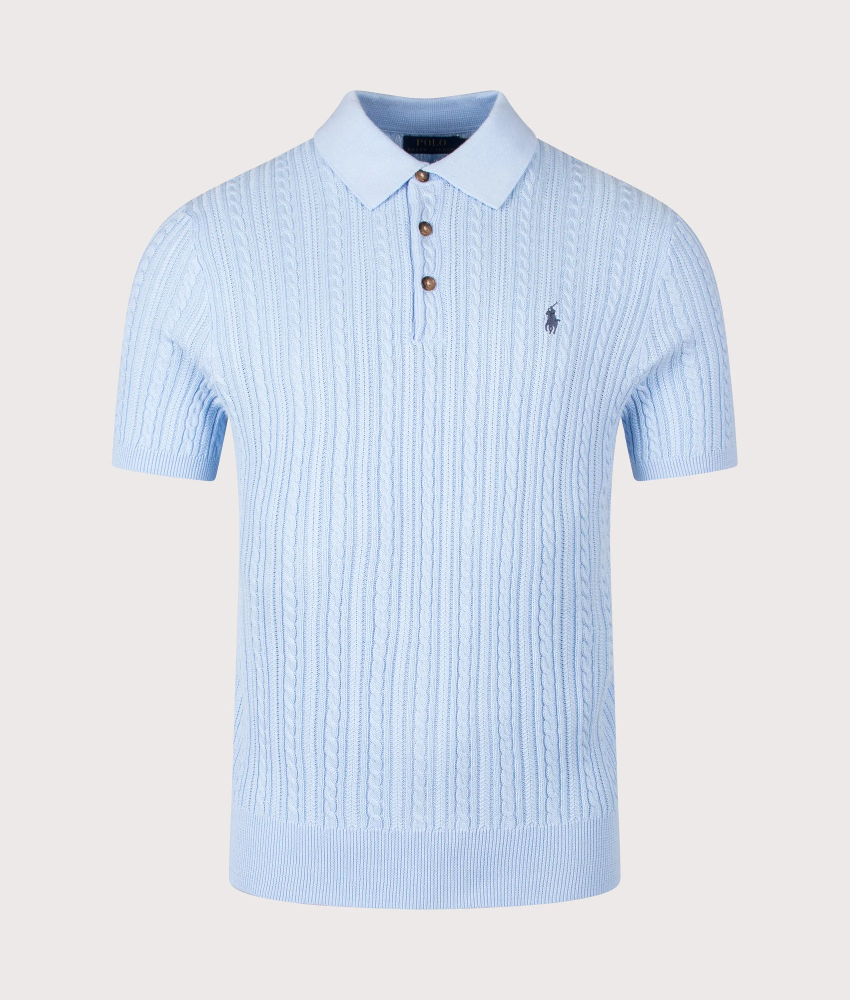 Regular Fit Cable Knit Polo Shirt