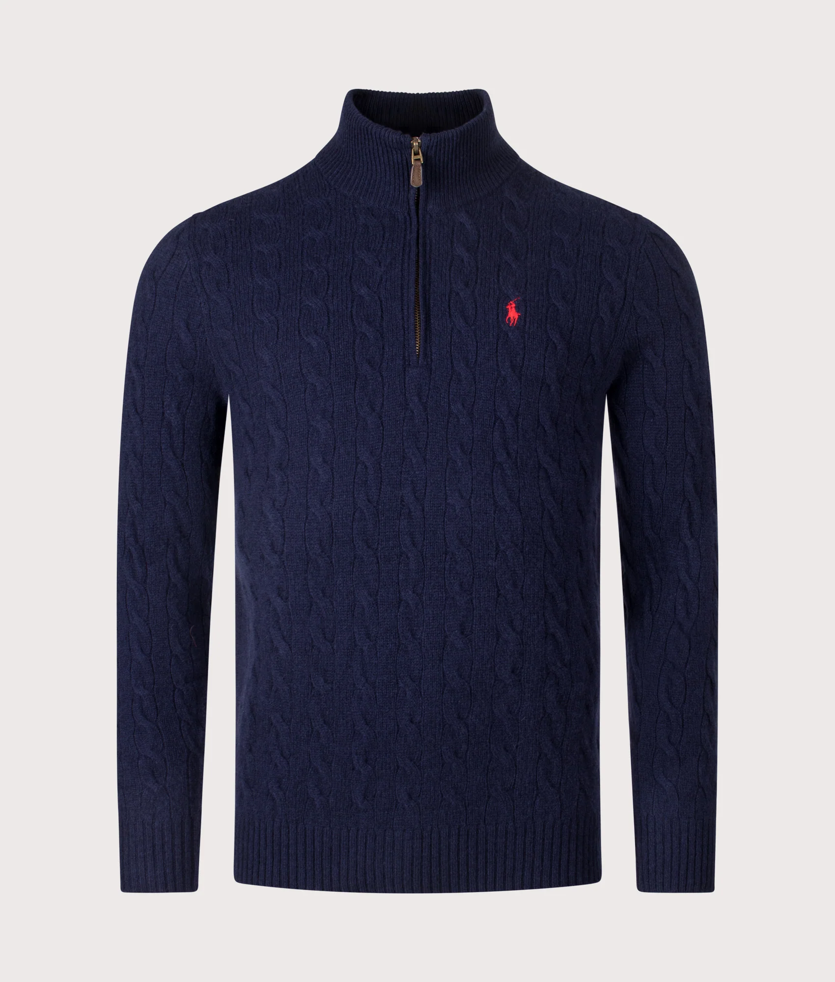 Cashmere Blend Quarter Zip Cable Knit Jumper