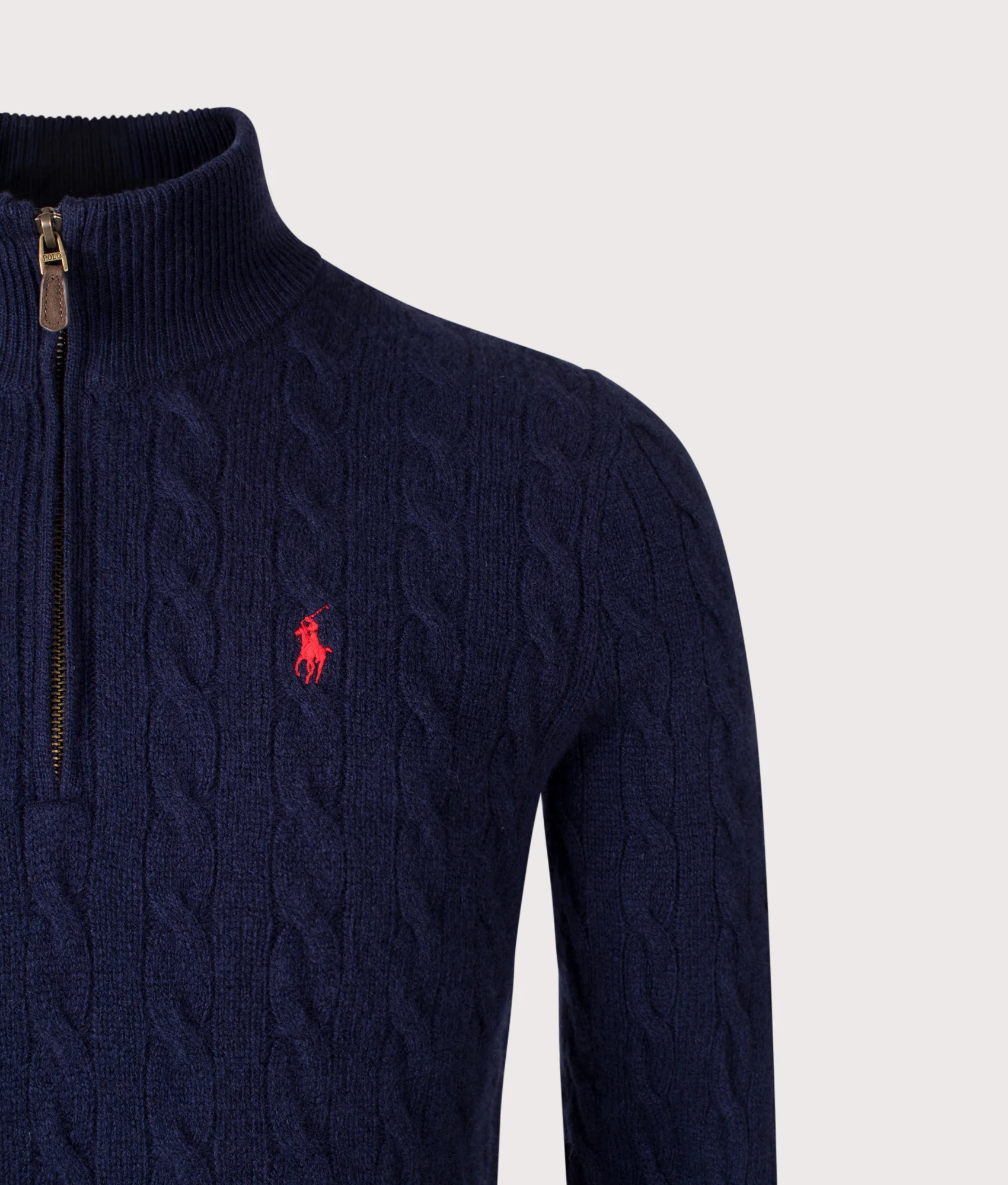 Cashmere Blend Quarter Zip Cable Knit Jumper - Image 2
