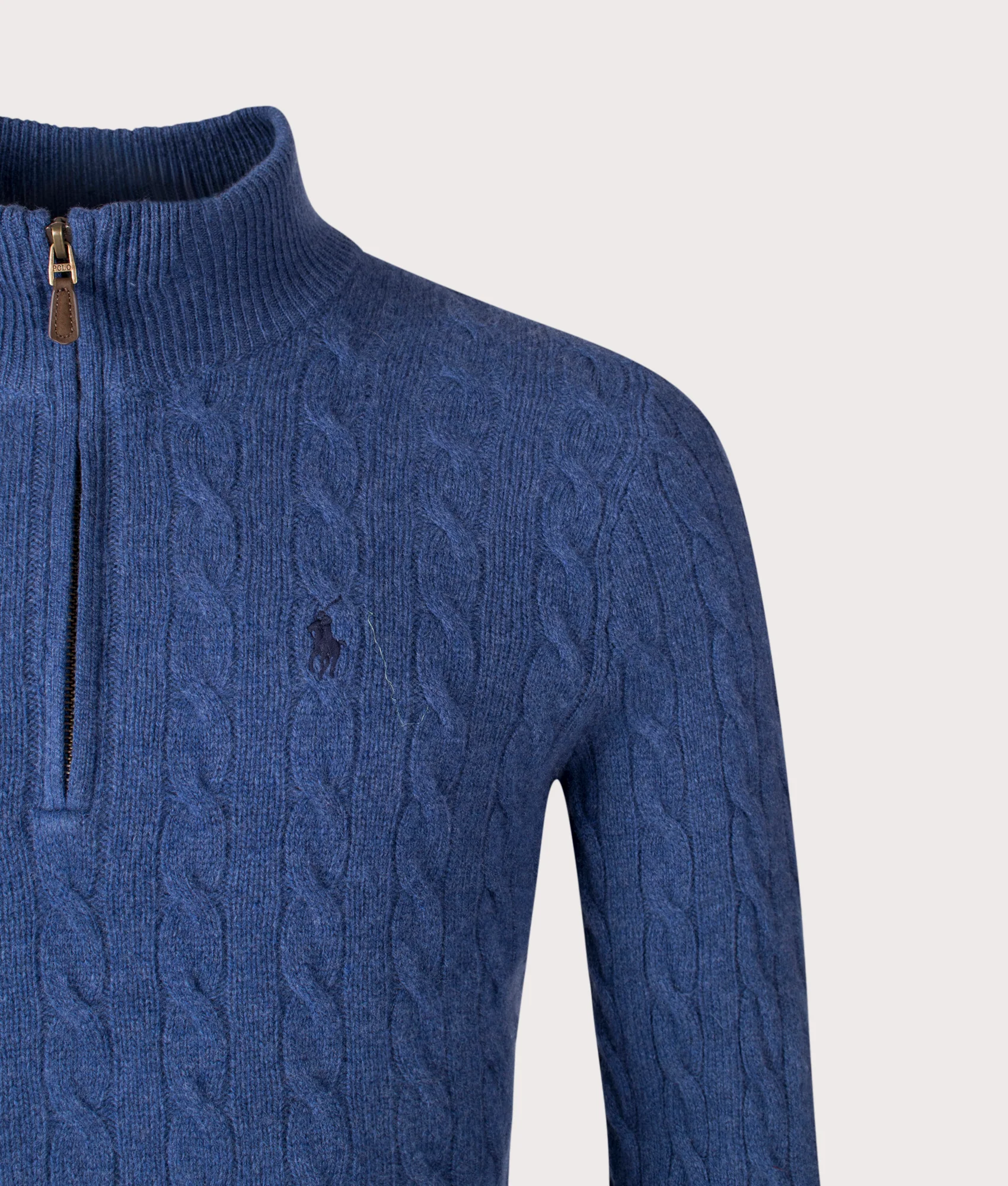 Cashmere Blend Quarter Zip Cable Knit Jumper - Image 2
