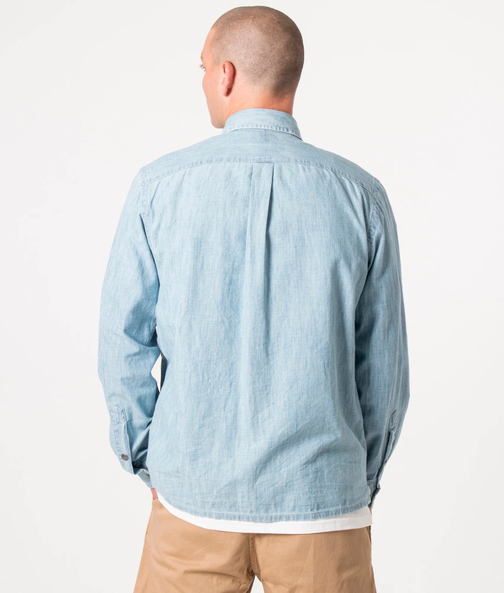 Relaxed Fit Zip Through Chambray Overshirt - Image 4