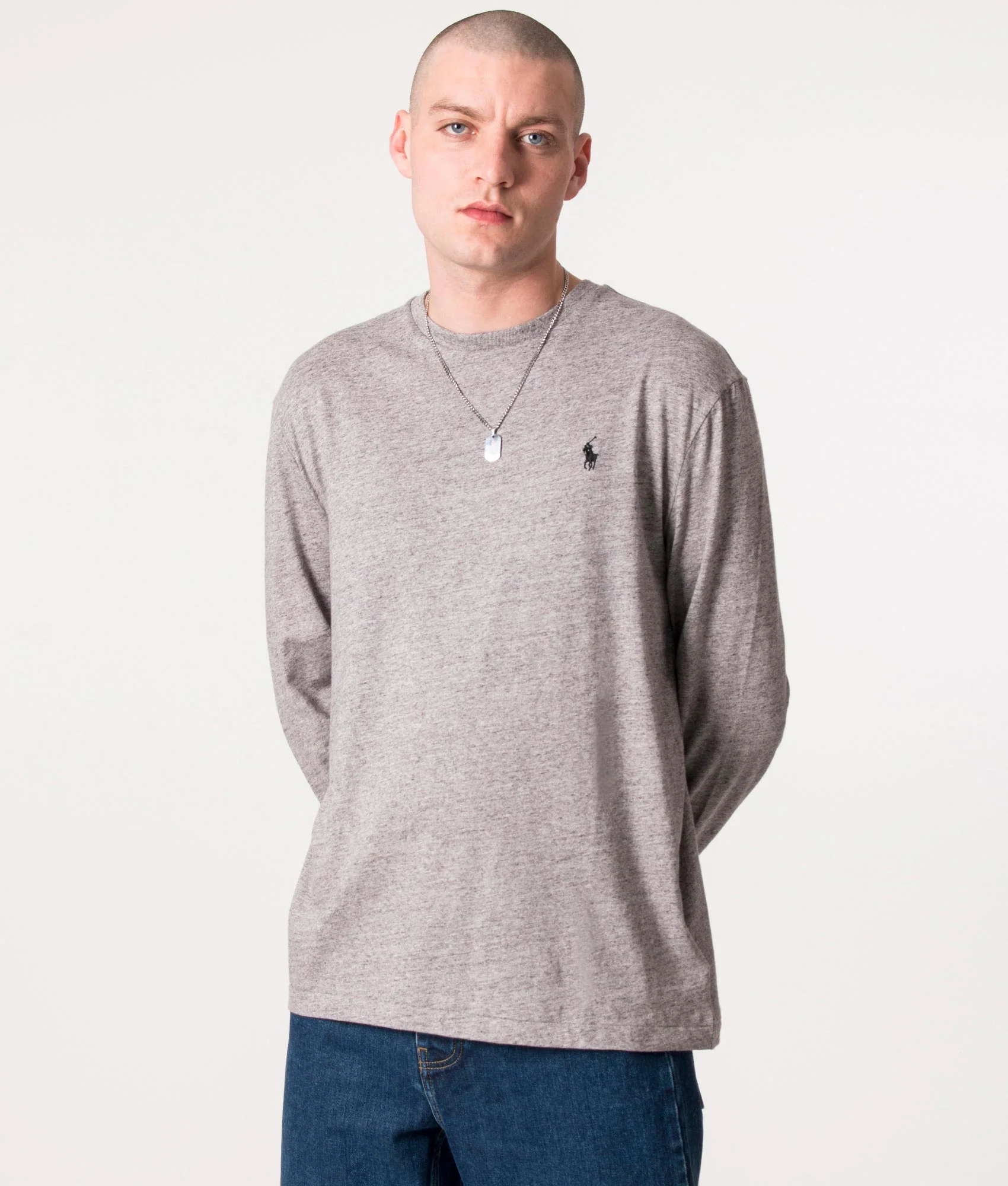Classic Fit Long Sleeve Tartan Logo T-Shirt - Image 2