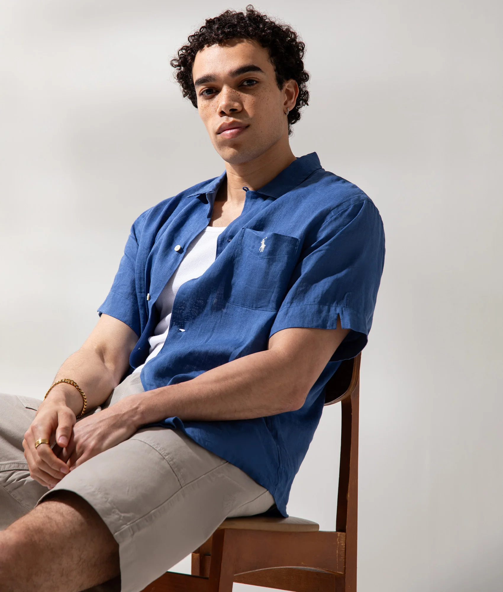 Classic Fit Short Sleeve Linen Camp Shirt - Image 2