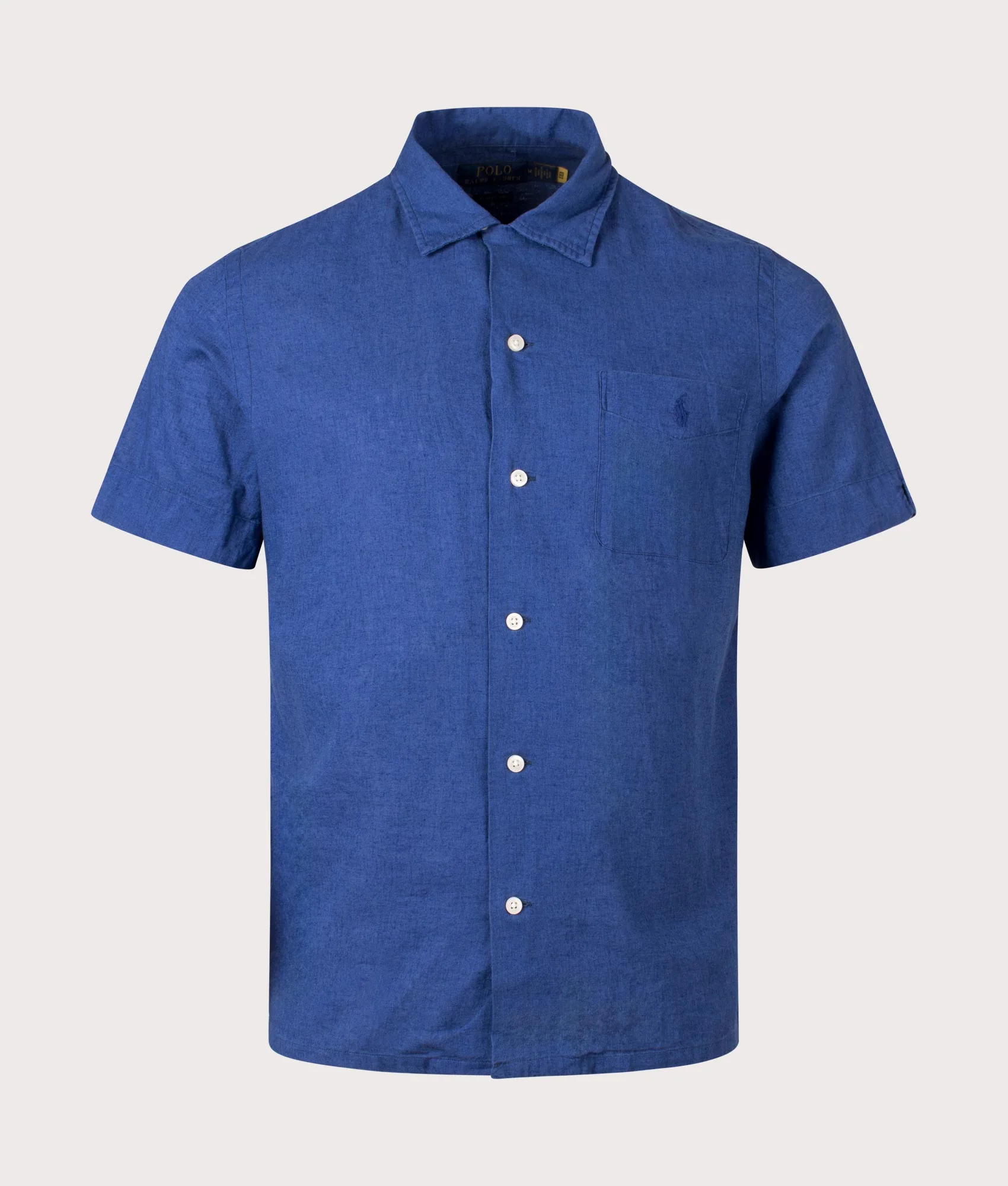 Classic Fit Short Sleeve Linen Blend Camp Shirt