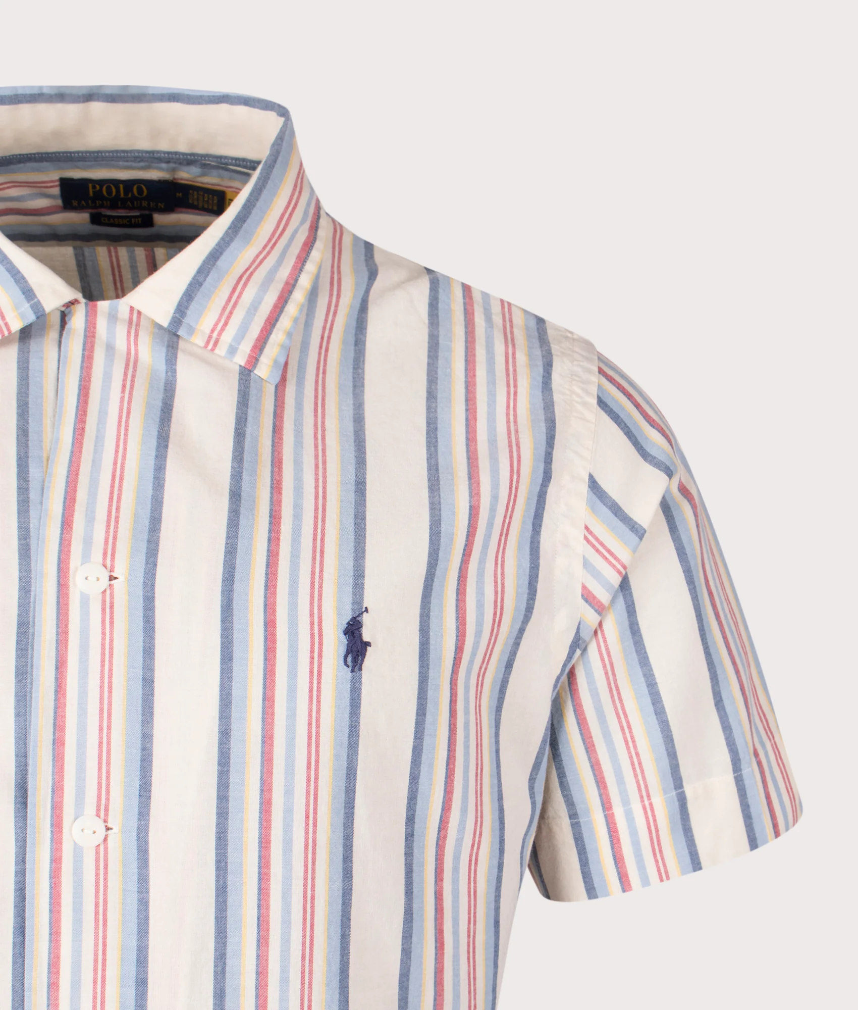 Classic Fit Short Sleeve Striped Chambray Camp Shirt - Image 2