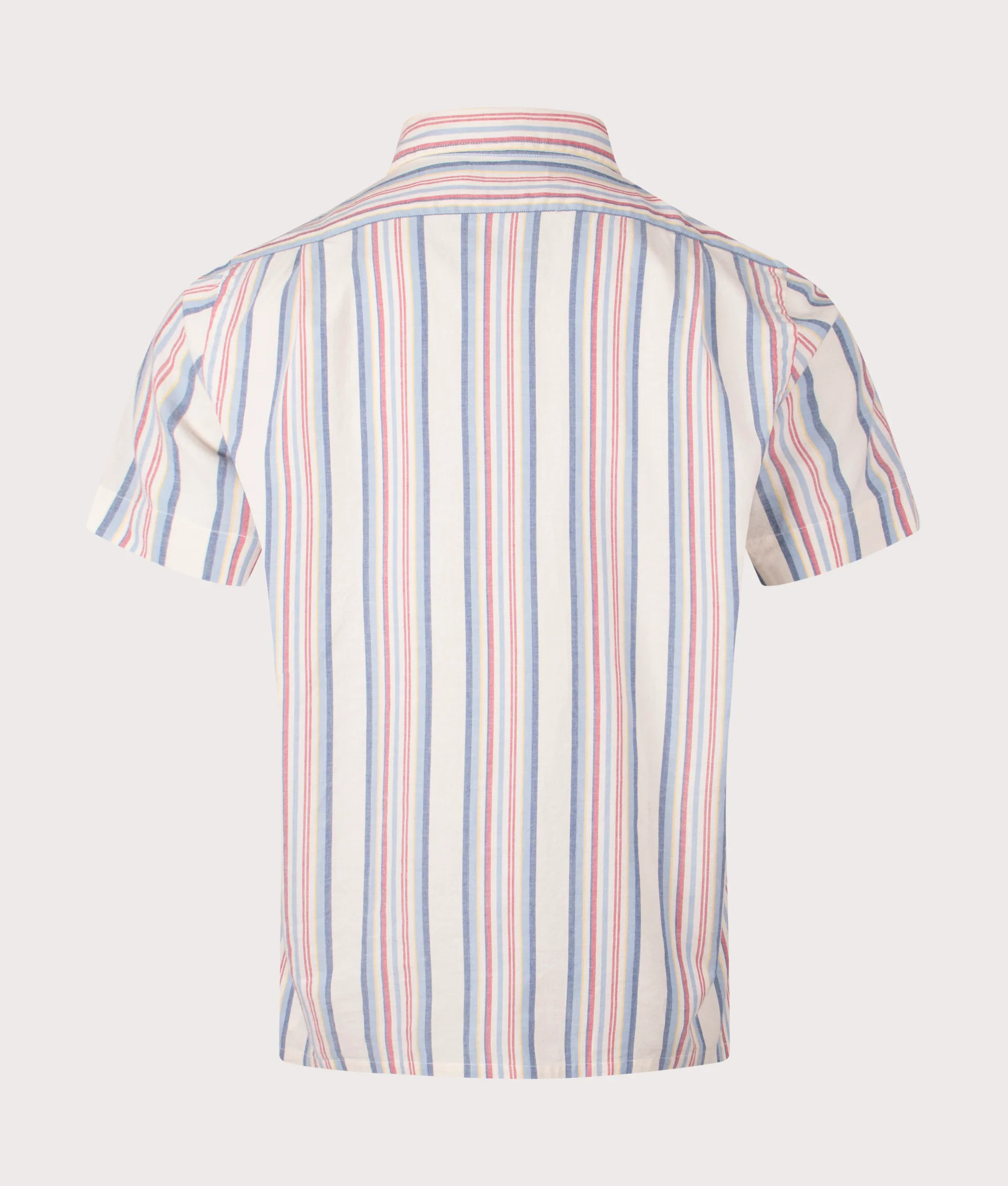 Classic Fit Short Sleeve Striped Chambray Camp Shirt - Image 3