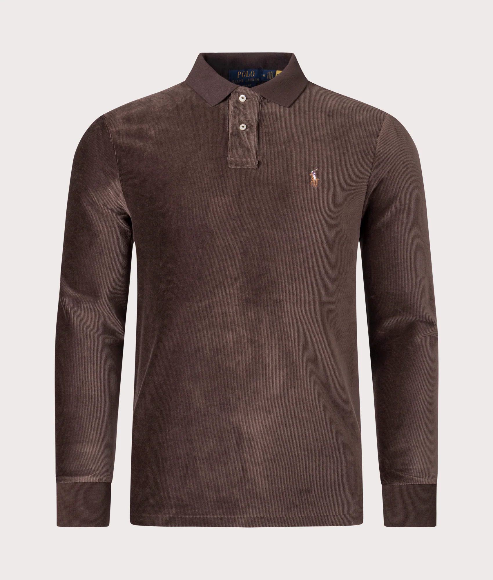 Relaxed Fit Long Sleeve Corduroy Polo Shirt