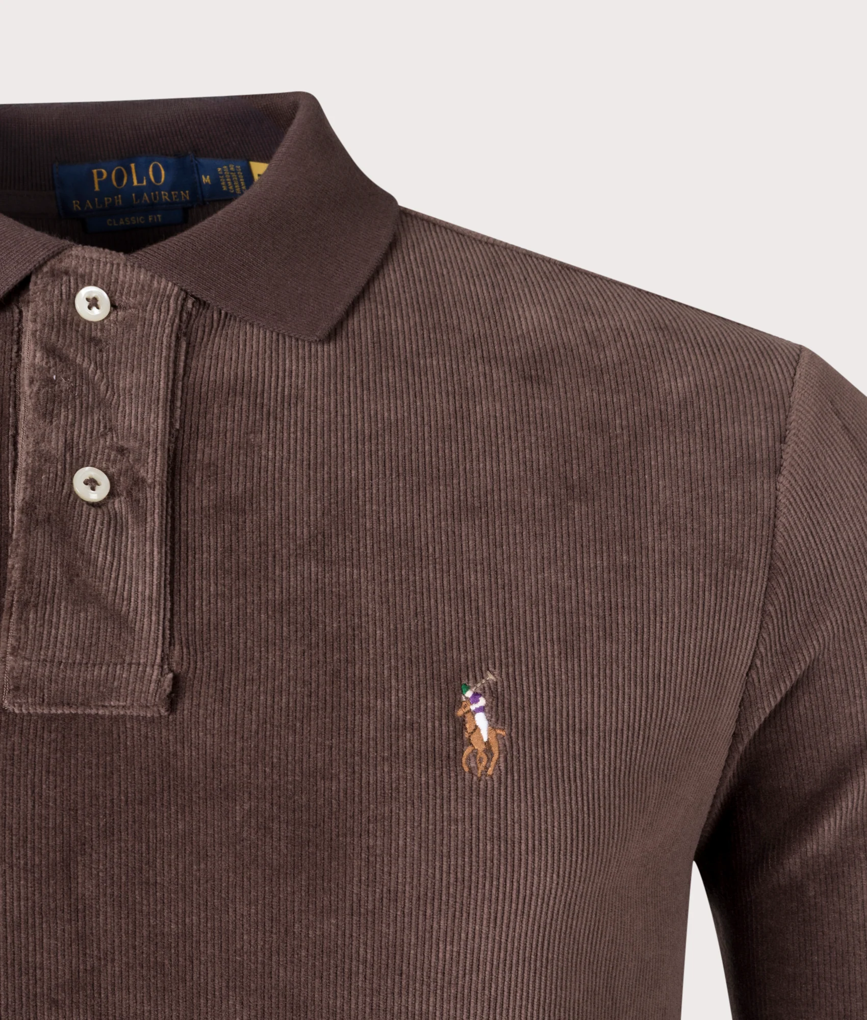 Relaxed Fit Long Sleeve Corduroy Polo Shirt - Image 2