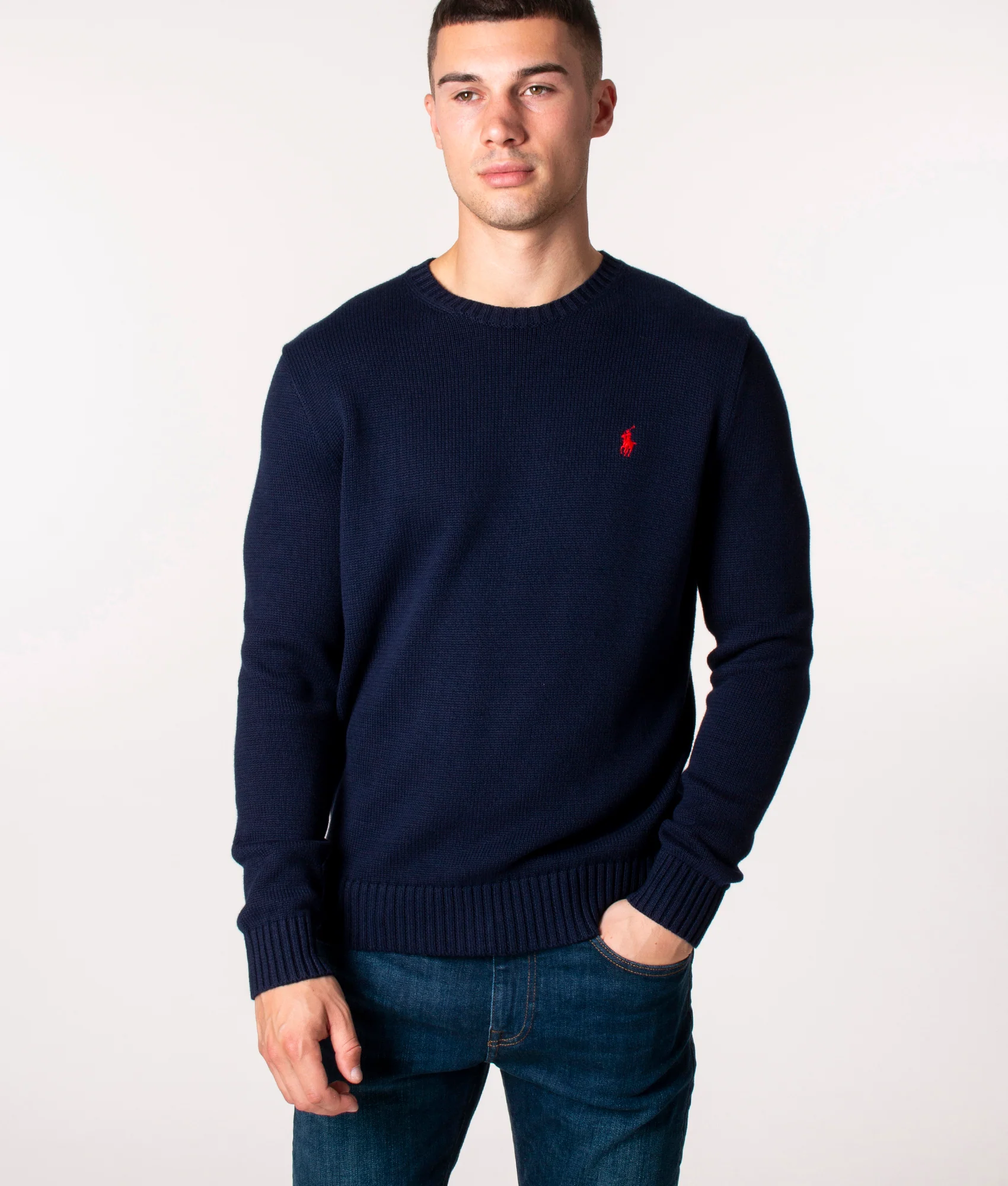Cotton Ribbed Crew Neck Jumper - Image 2