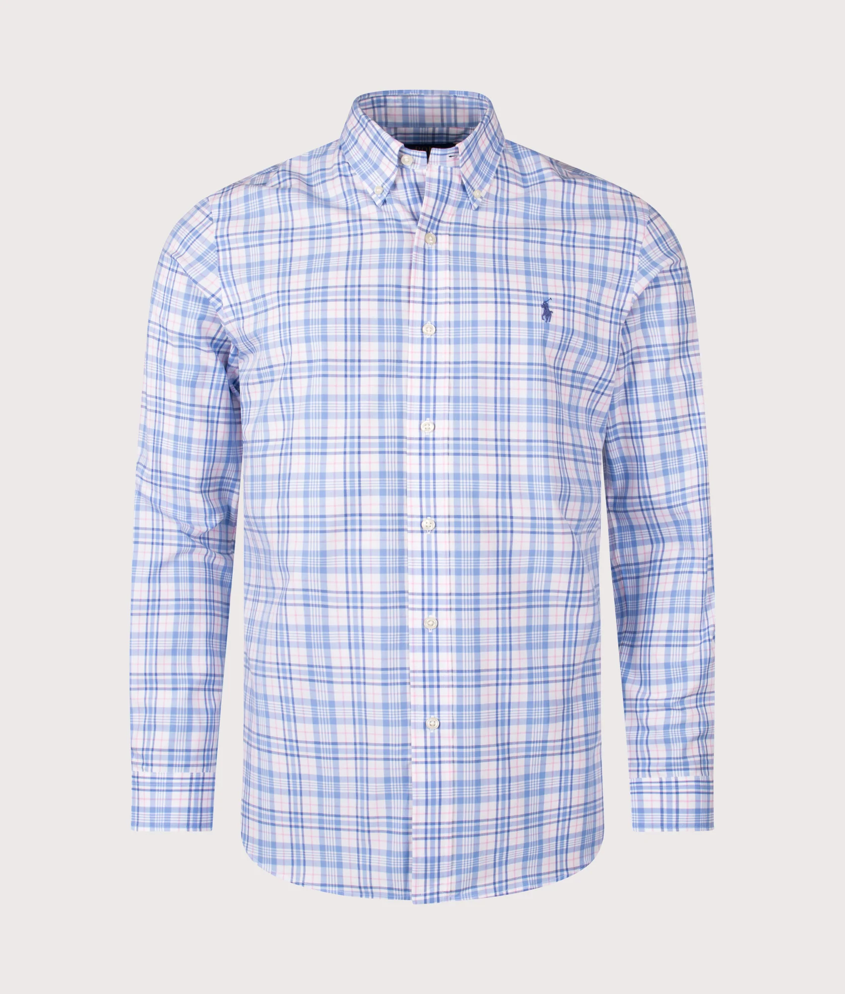Custom Fit Checked Stretch Poplin Shirt