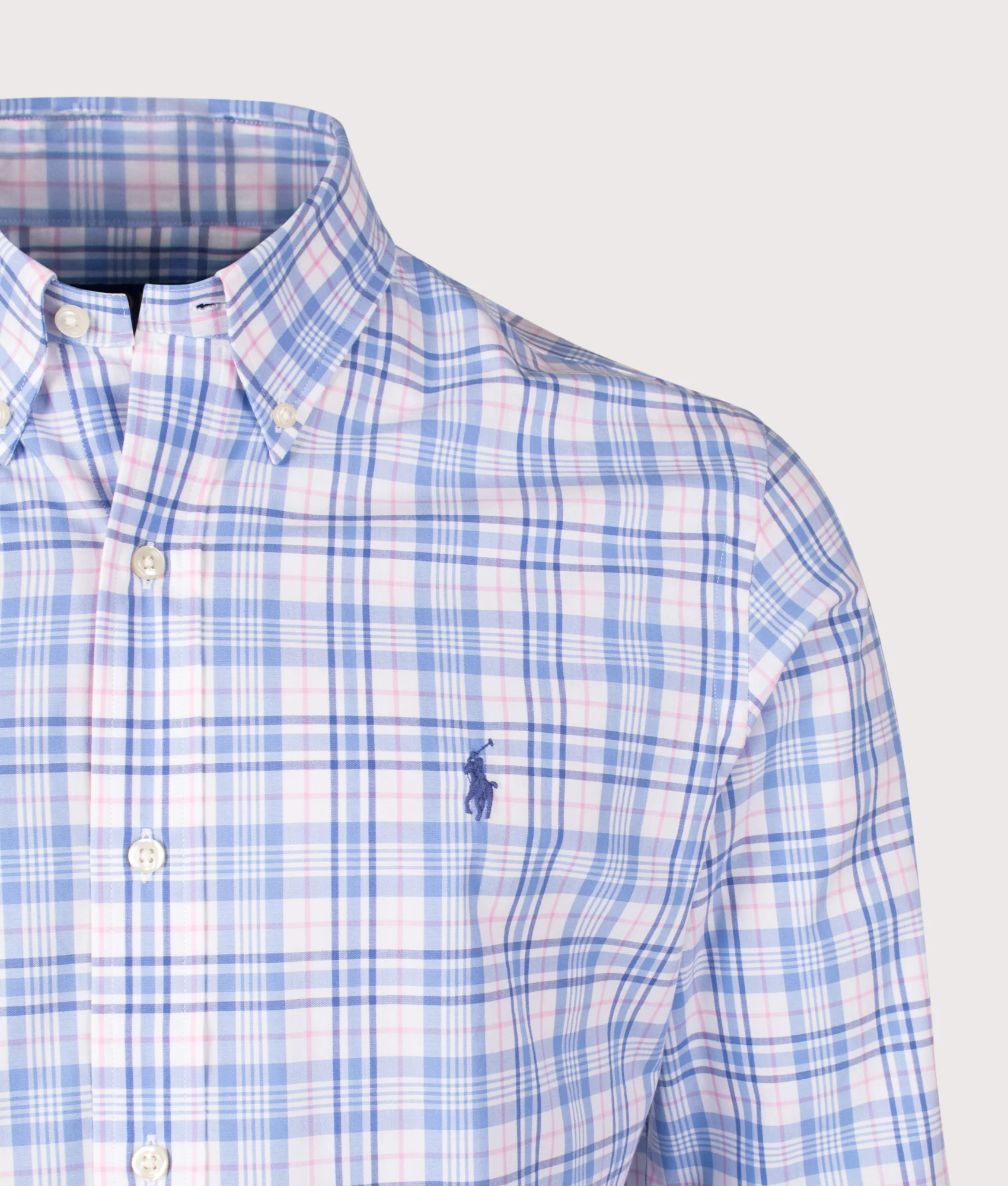 Custom Fit Checked Stretch Poplin Shirt - Image 2