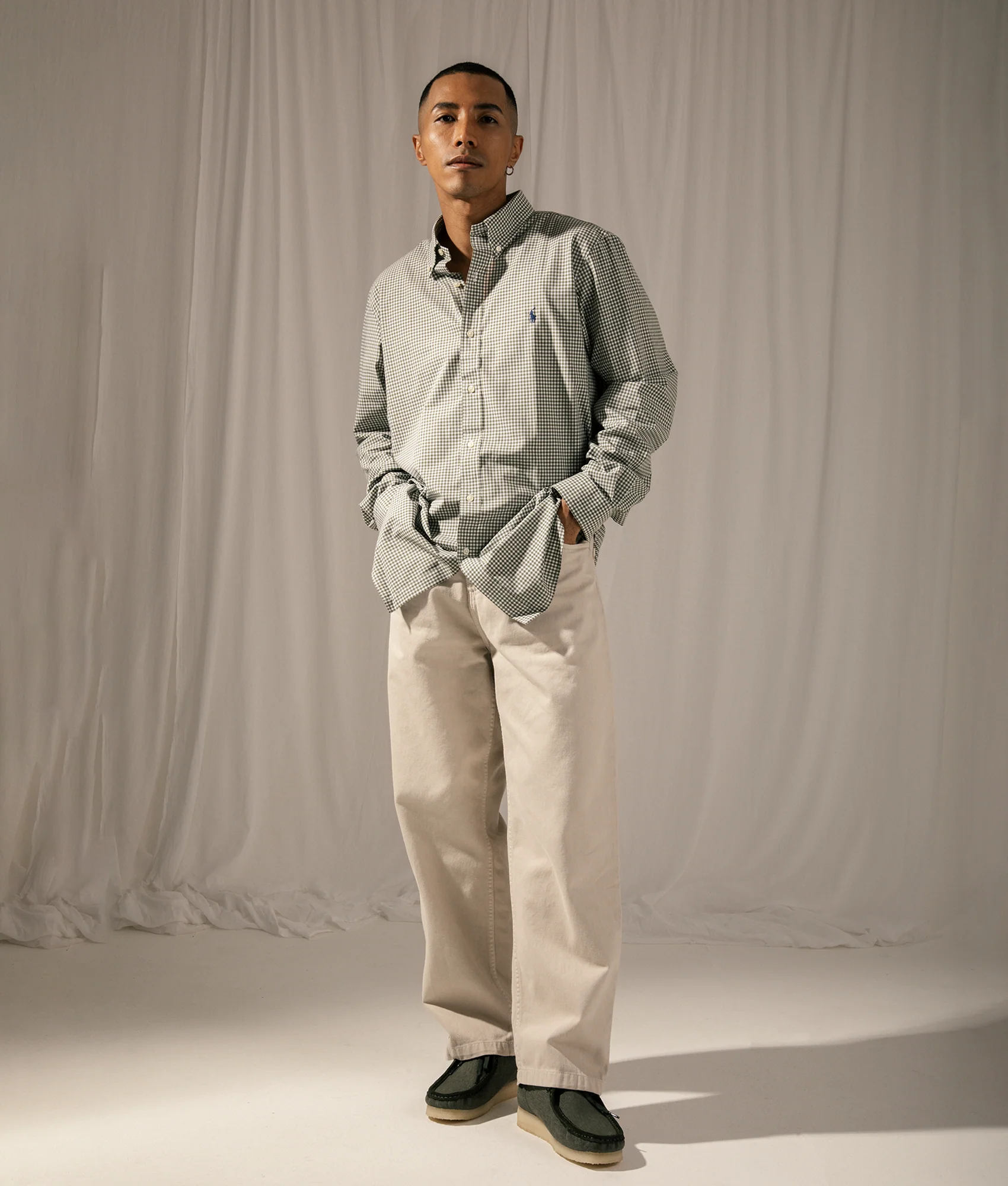 Custom Fit Gingham Poplin Shirt - Image 2