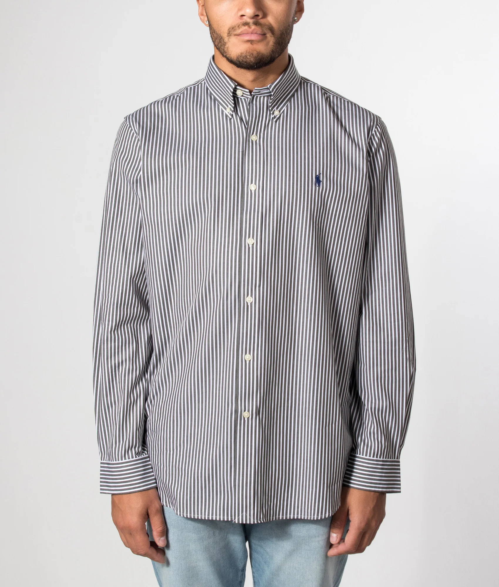 Custom Fit Striped Stretch Poplin Shirt - Image 2