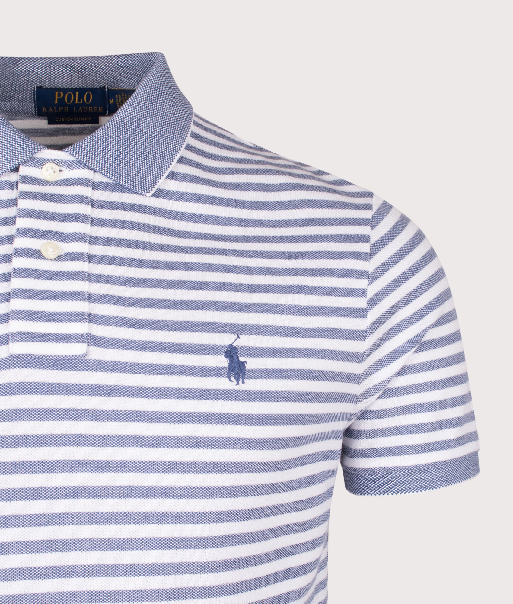Custom Slim Fit Striped Mesh Polo Shirt - Image 2
