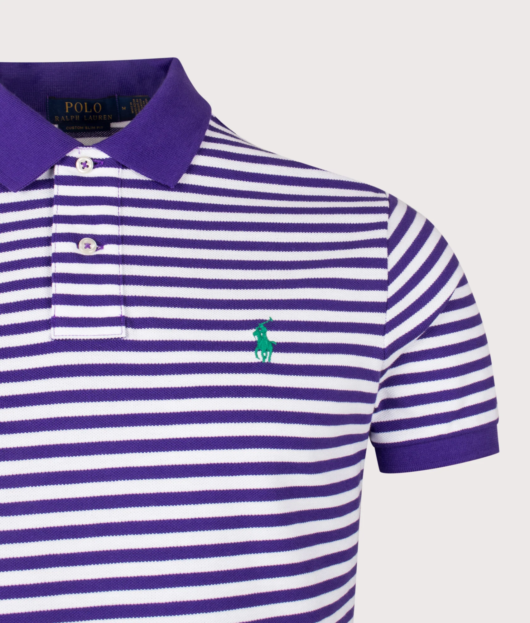 Custom Slim Fit Striped Mesh Polo Shirt - Image 2