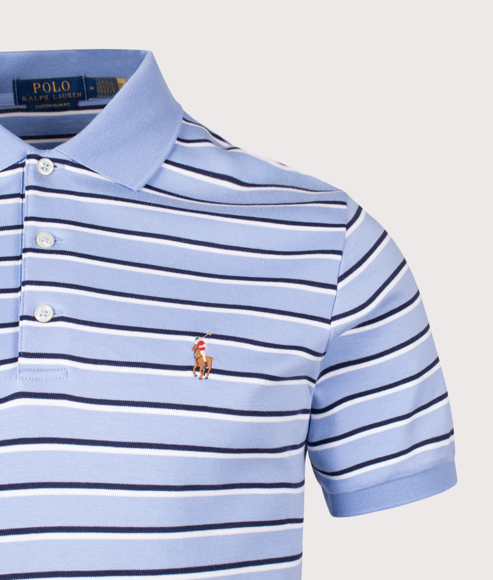 Custom Slim Fit Striped Soft Cotton Polo Shirt - Image 2
