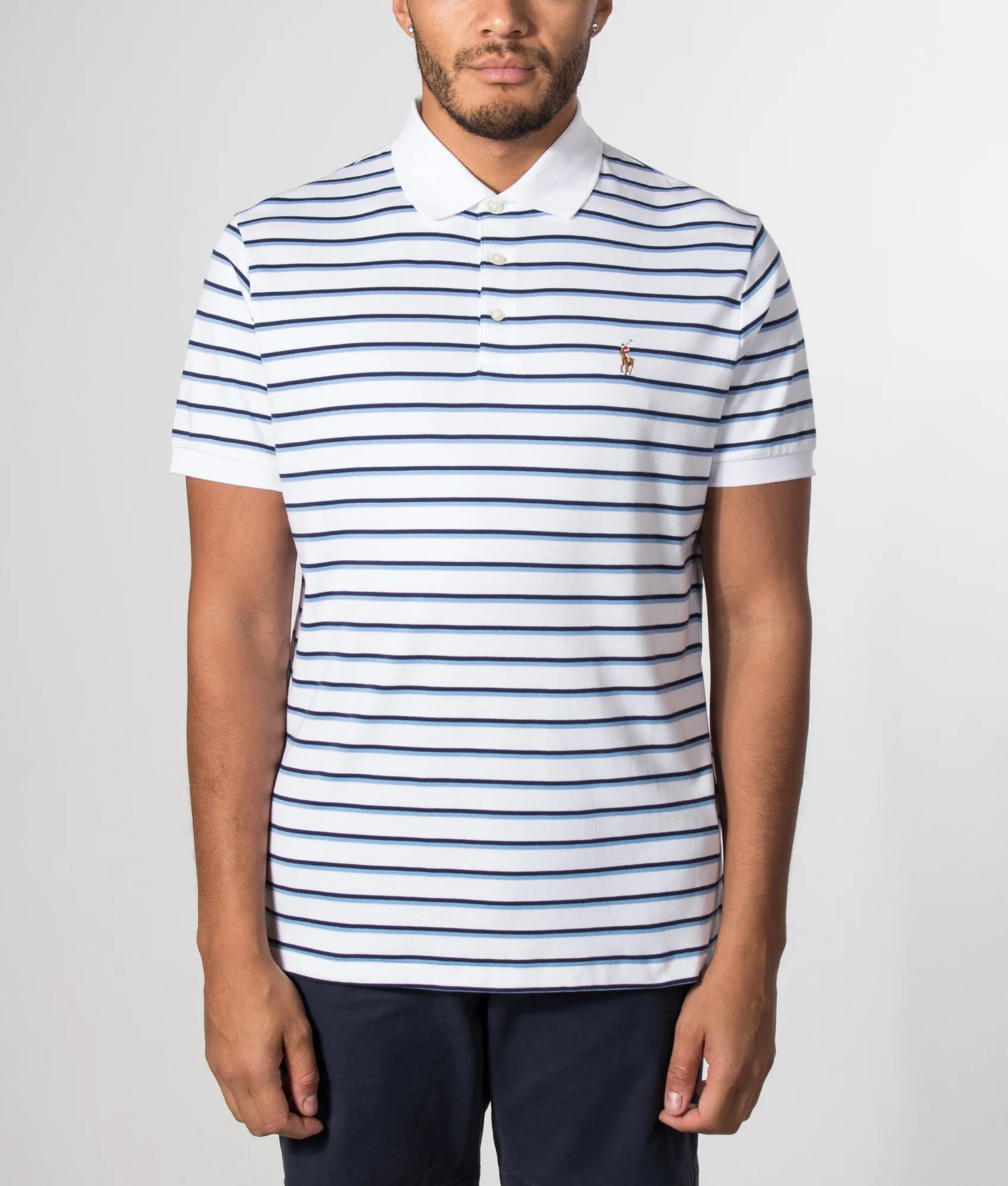Custom Slim Fit Striped Soft Cotton Polo Shirt - Image 2