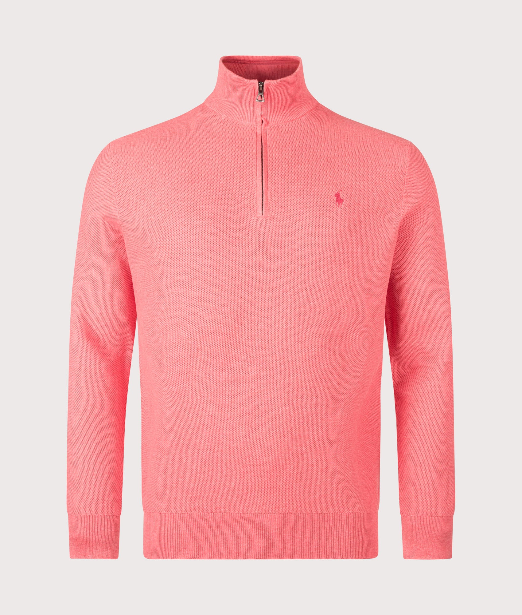 Mesh Knit Cotton Quarter Zip Jumper
