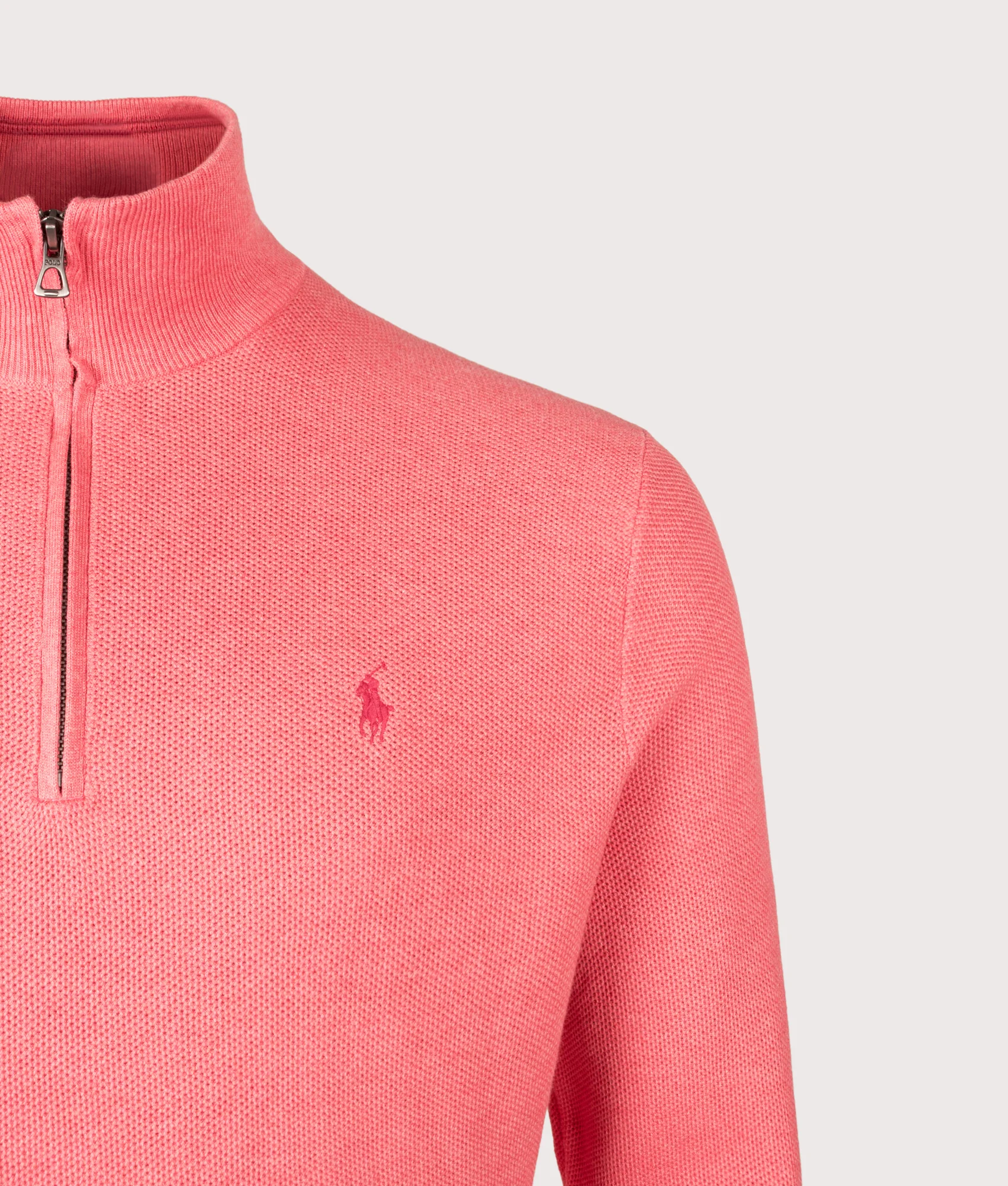 Mesh Knit Cotton Quarter Zip Jumper - Image 2