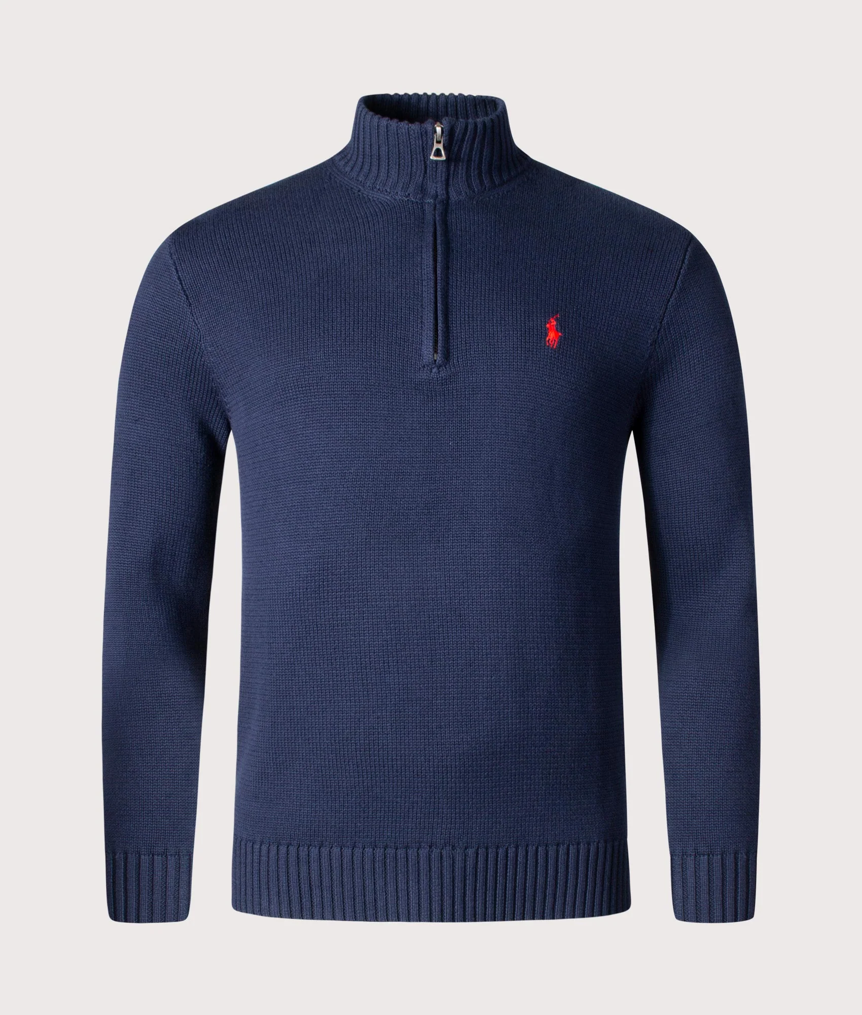 Mesh-Knit Cotton Quarter Zip Jumper