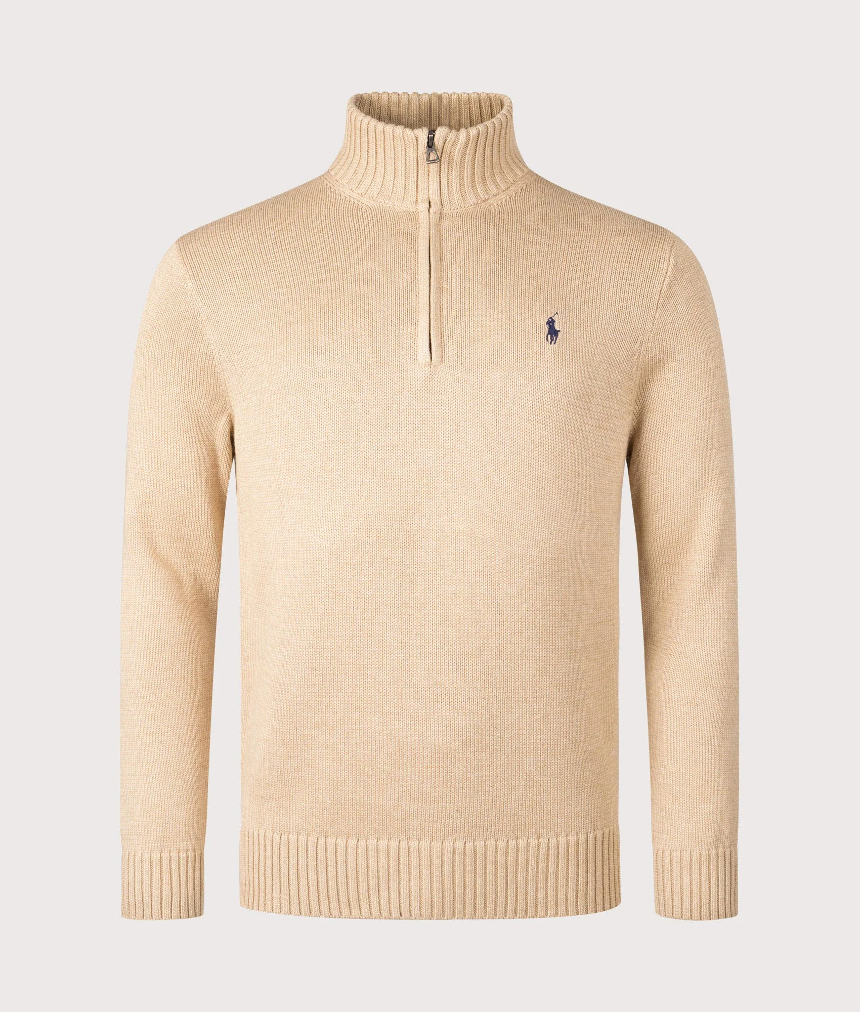 Mesh-Knit Cotton Quarter Zip Jumper